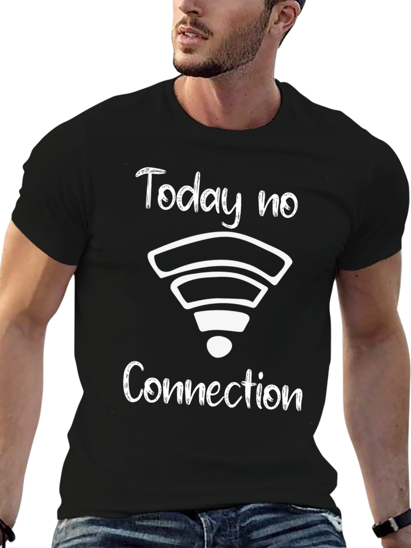 Black Today No Connection T-Shirt - Funny Tech Humor Tee view 6