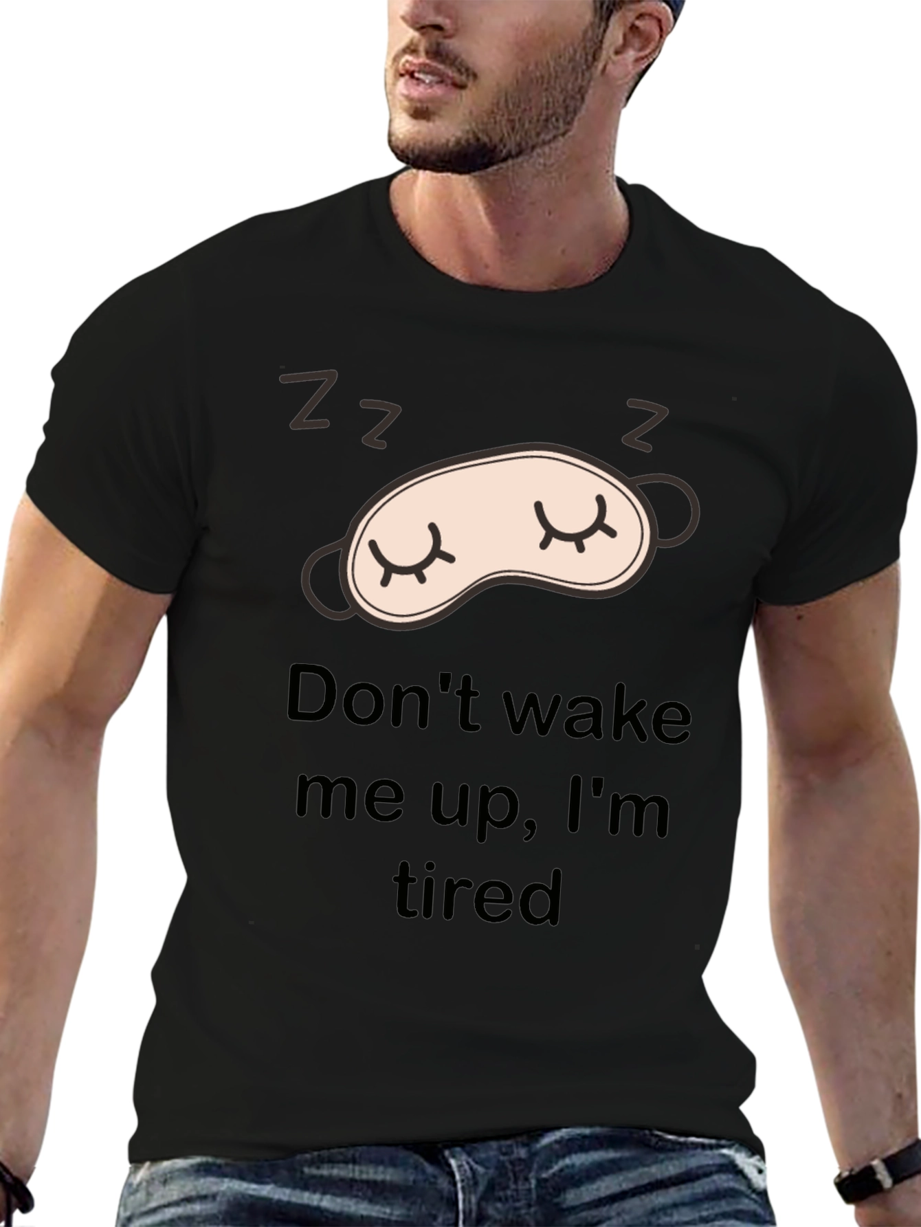 Black Sleepy Black T-Shirt: Don't Wake Me view 6