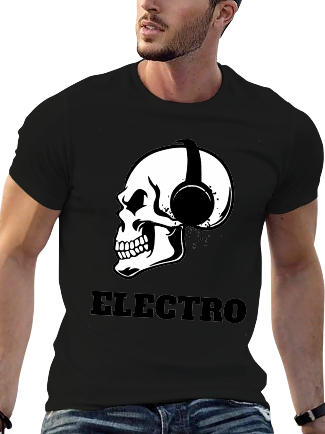 Black Electro Skull T-Shirt view 6