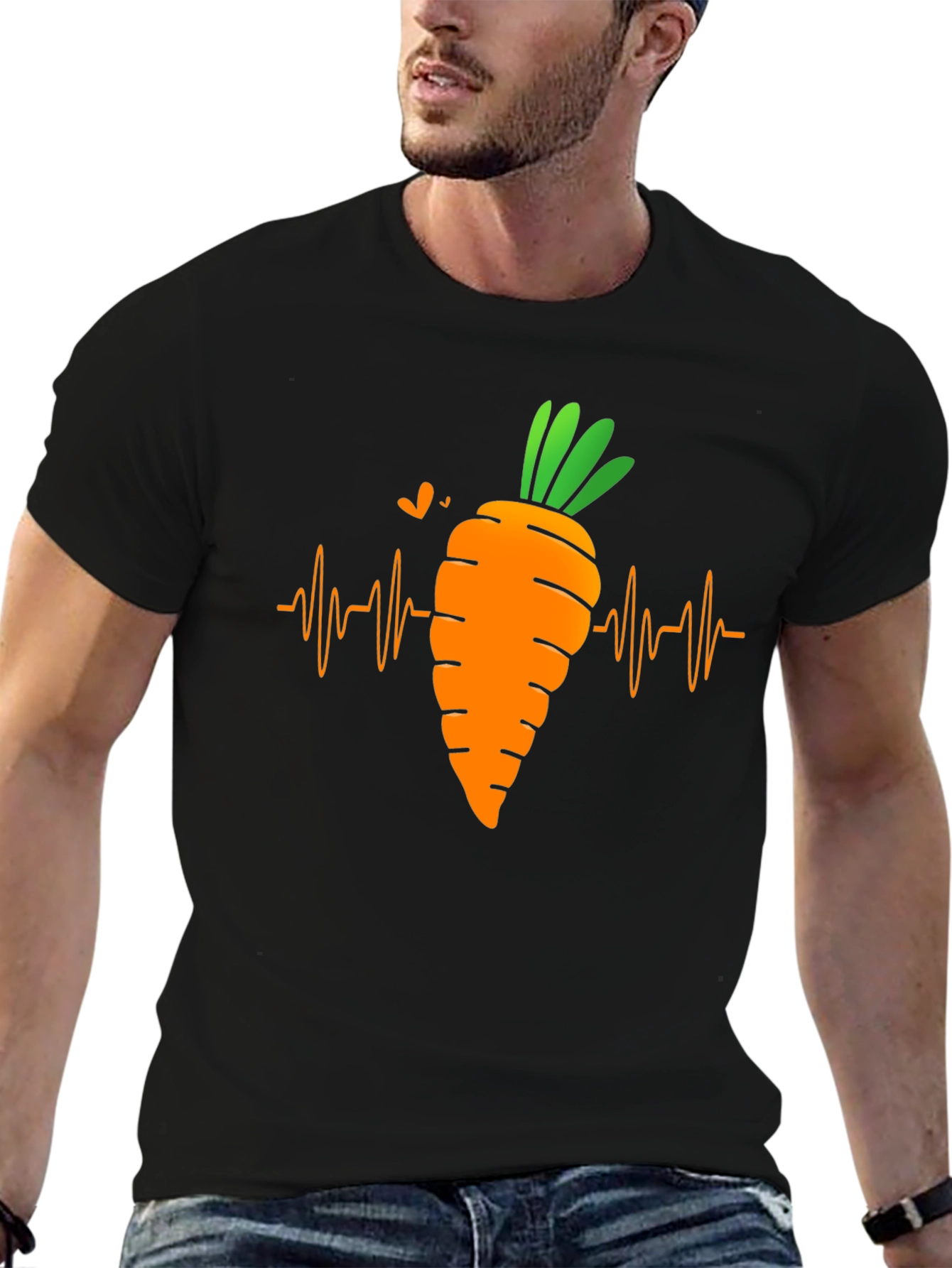 Black Carrot Heartbeat T-Shirt - Funny Vegan Tee view 6