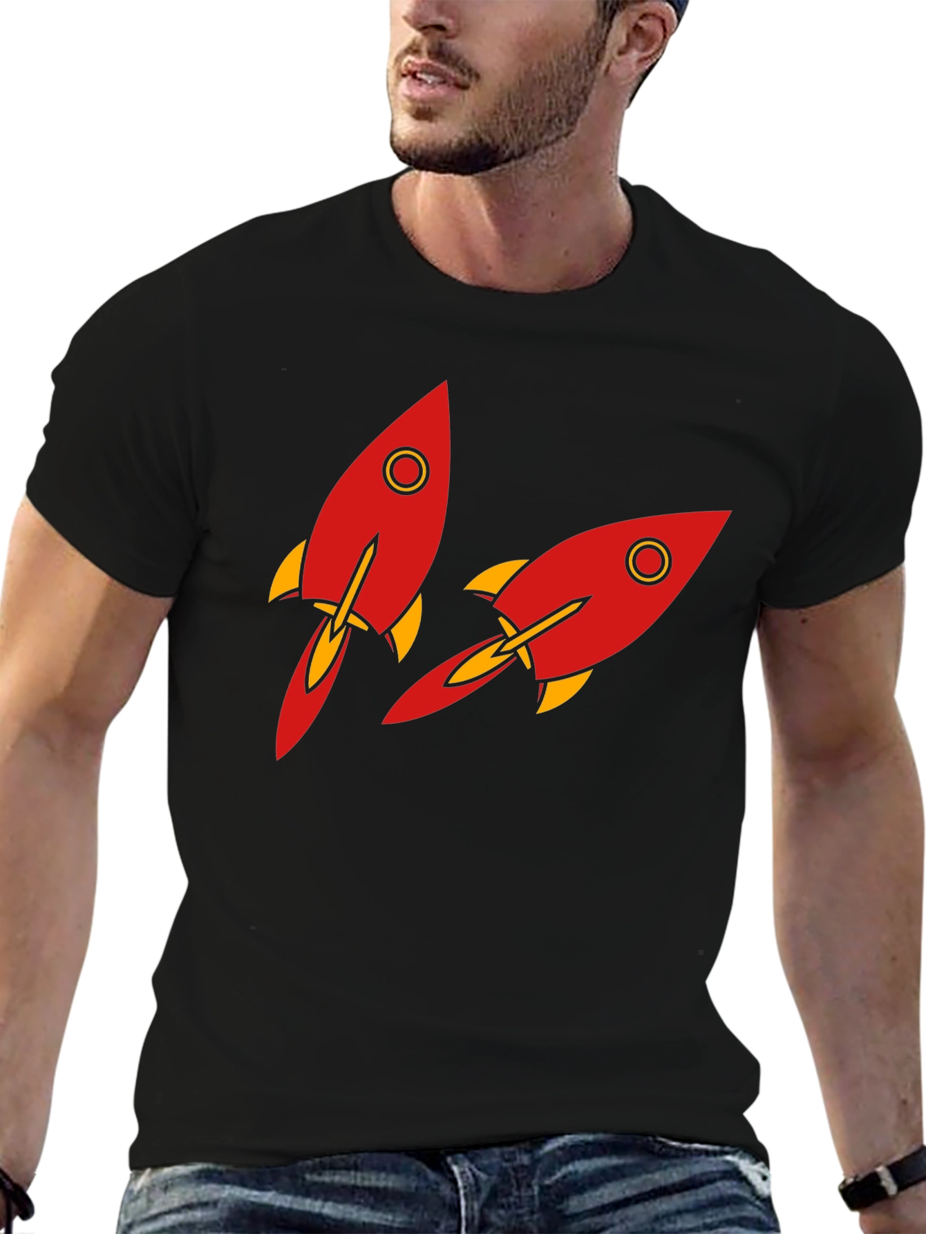 Black Rocket Graphic T-Shirt - Black view 6