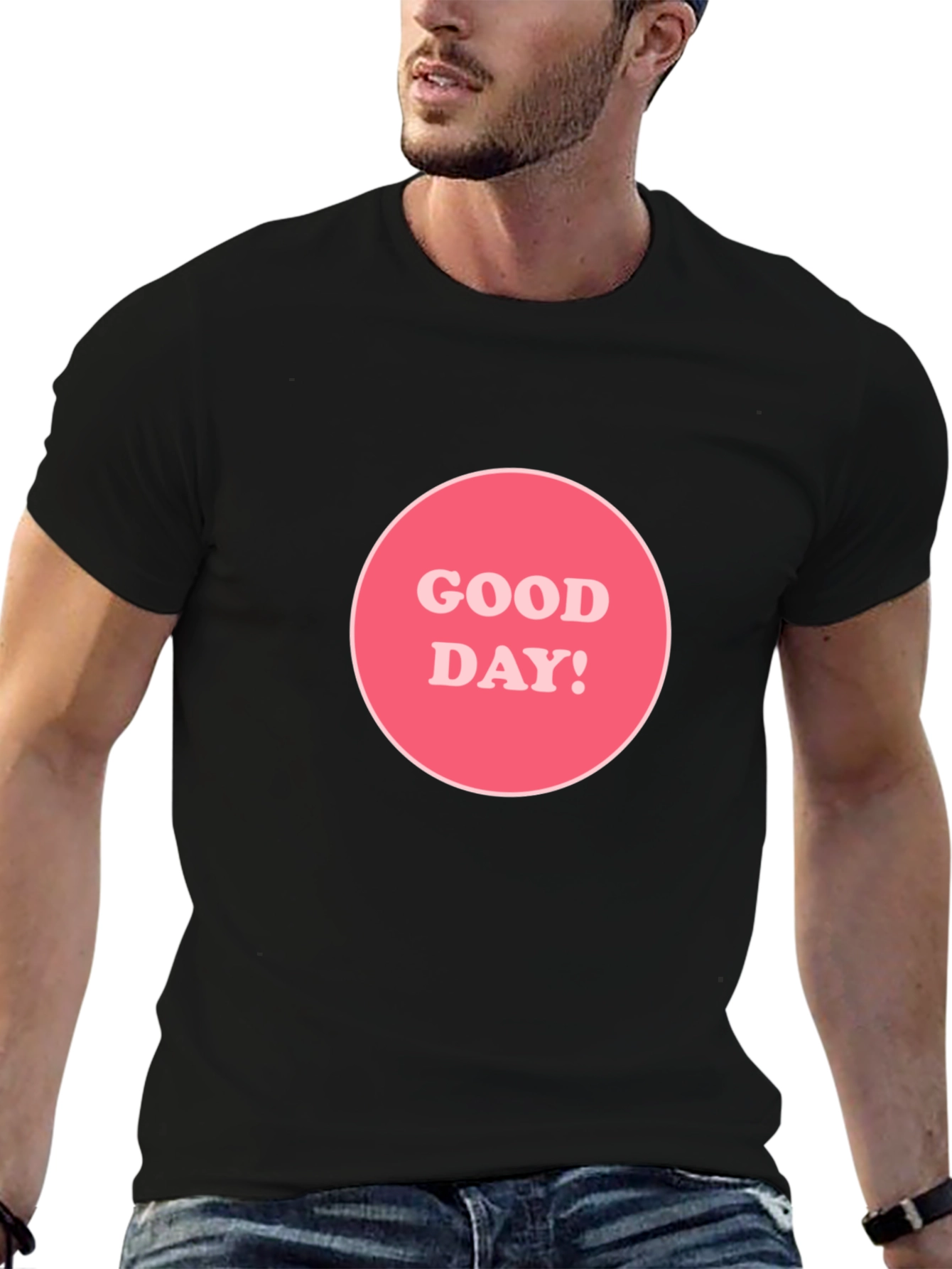 Black Good Day! Graphic Tee - Black Unisex T-Shirt view 6