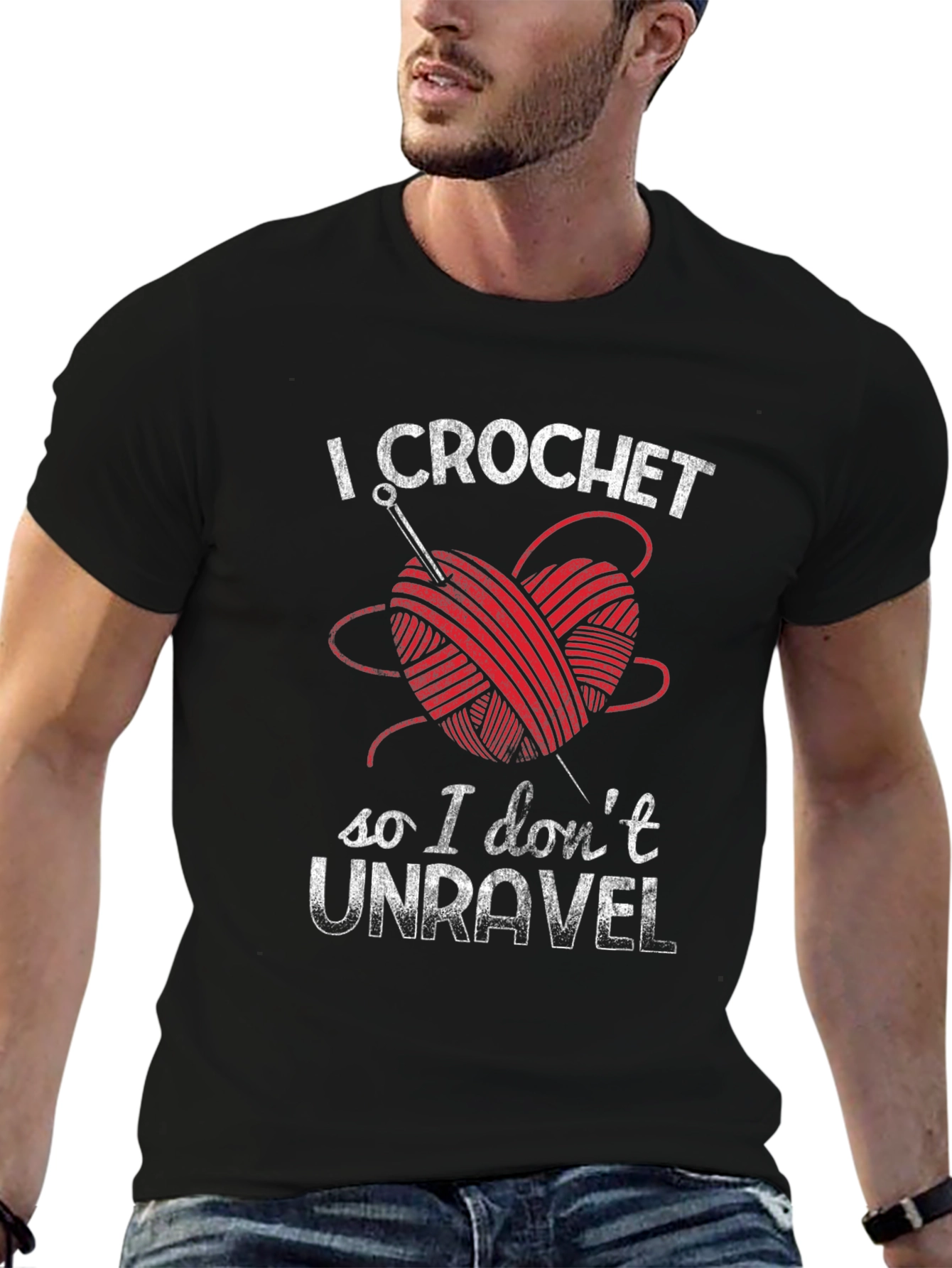 Black I Crochet So I Don't Unravel T-Shirt view 6