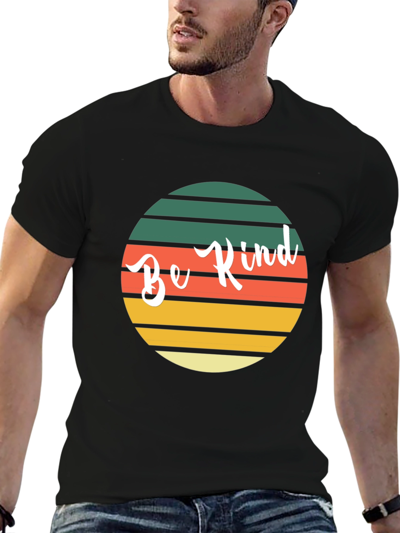 Black Be Kind Retro Style Graphic Tee view 6