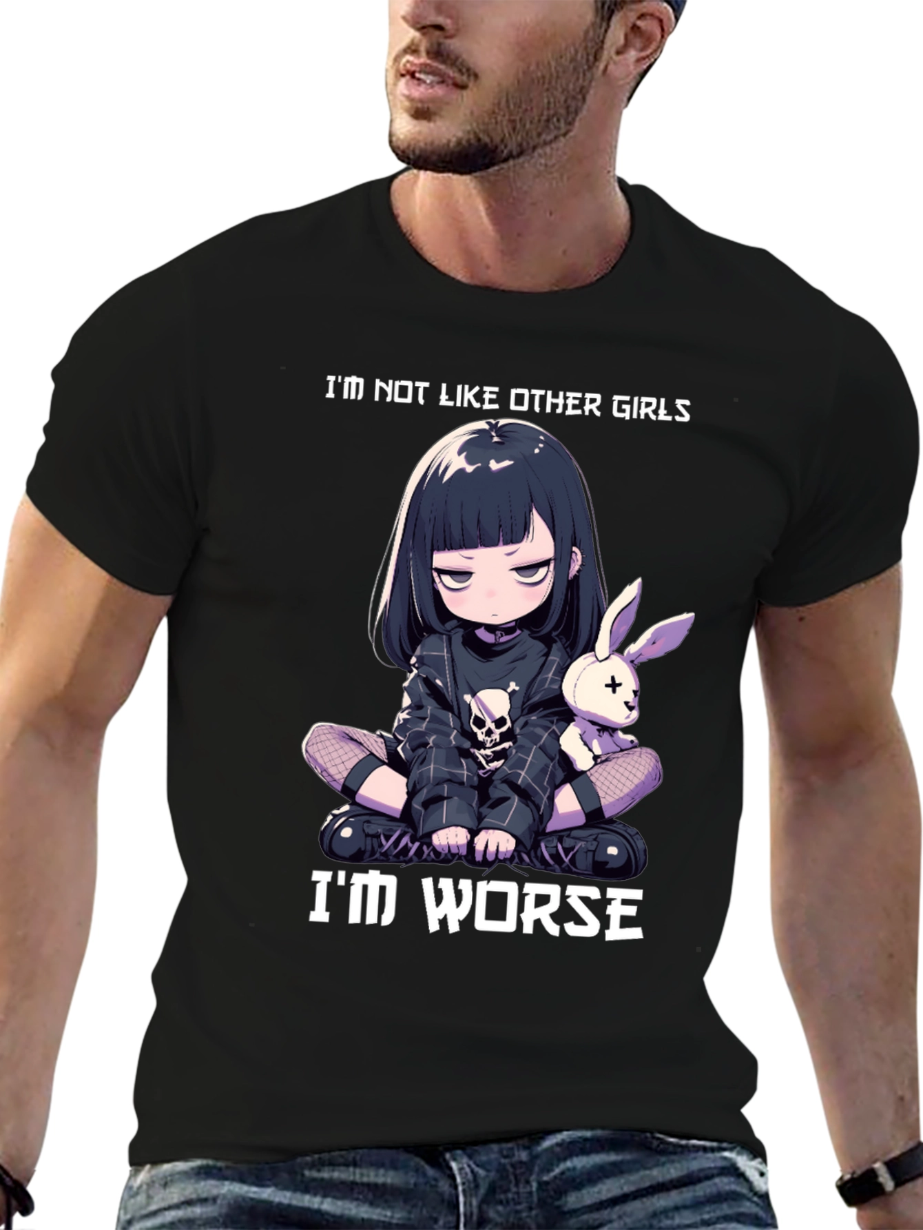 Black Edgy Anime Girl T-Shirt - I'm Not Like Other Girls - I'm Worse view 6
