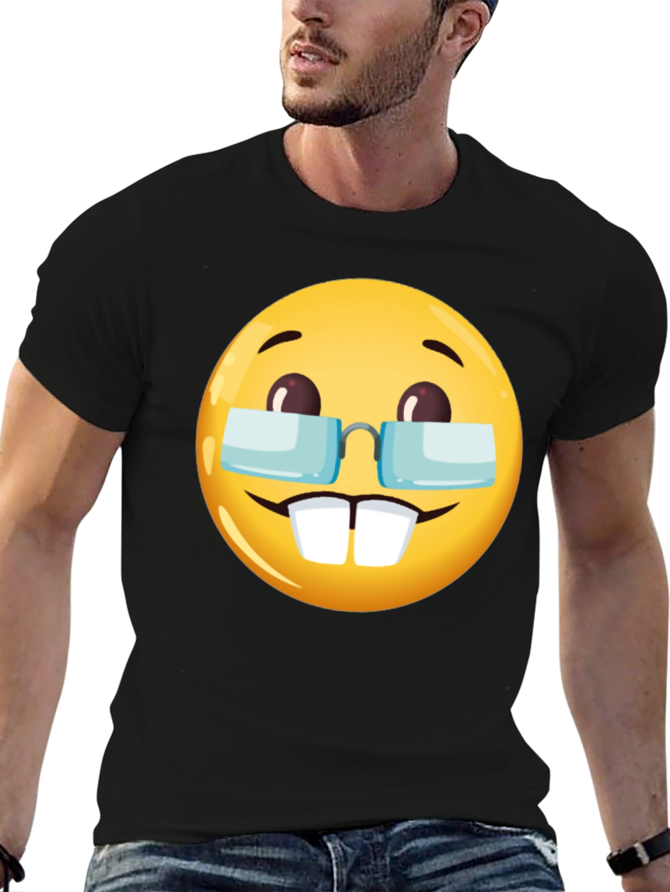 Black Emoji Geek T-Shirt - Nerd Emoji Tee view 6