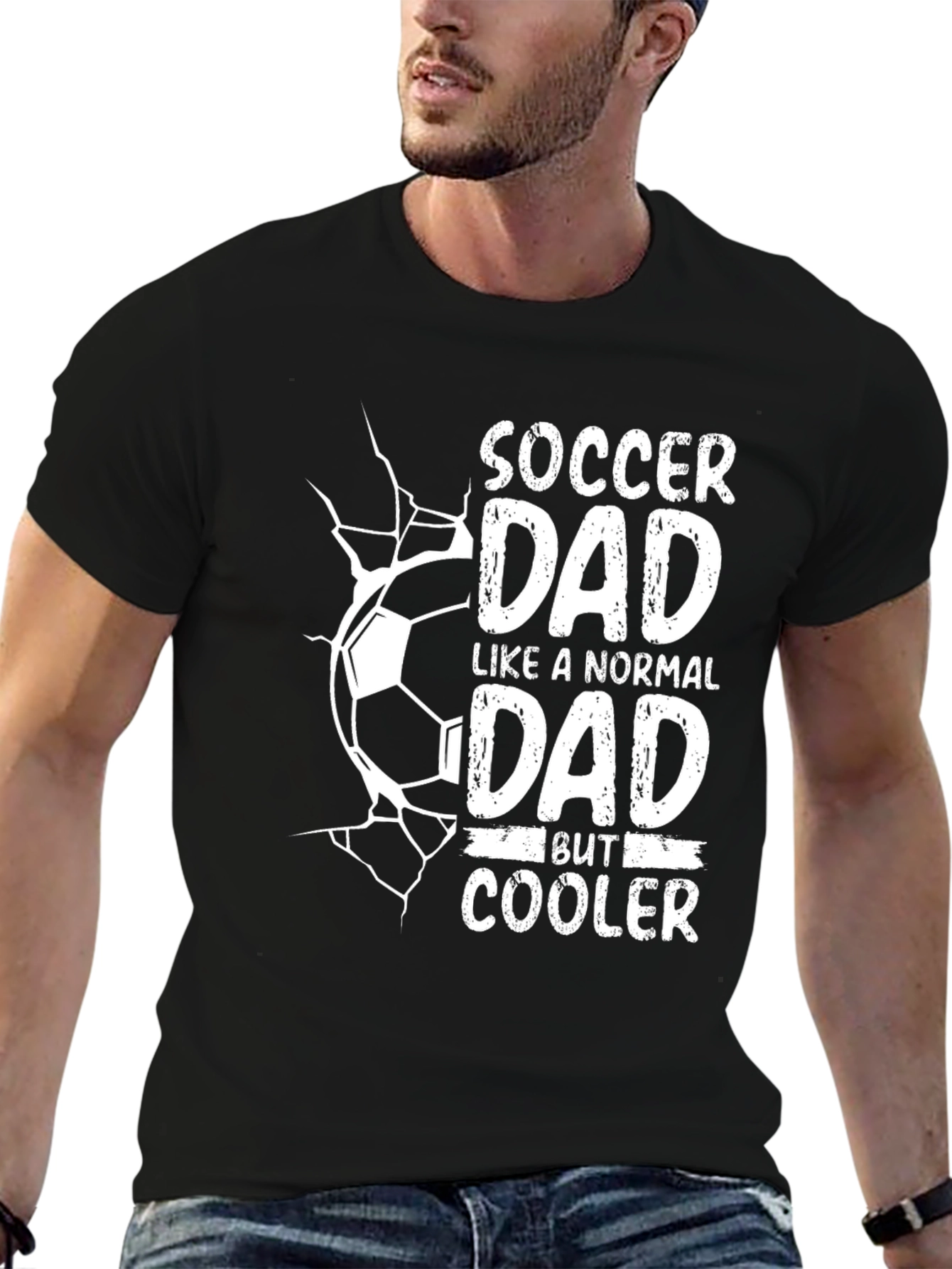 Black Soccer Dad Cooler Black T-Shirt view 6