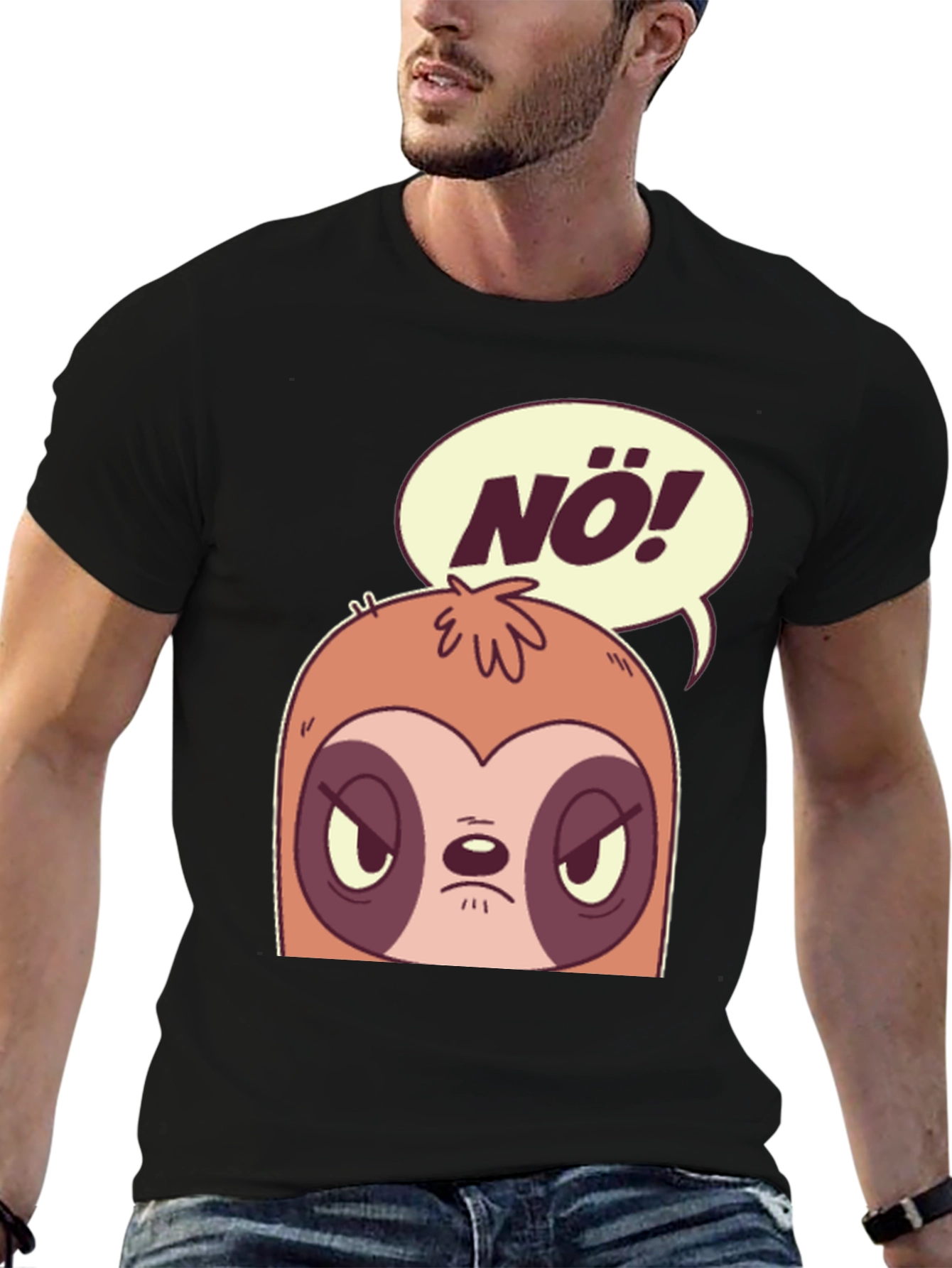 Black Nö Sloth Graphic Tee - Funny Novelty T-Shirt view 6