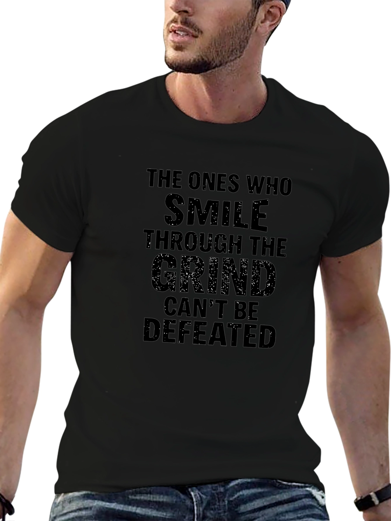 Black Motivational T-Shirt: Smile Through The Grind view 6