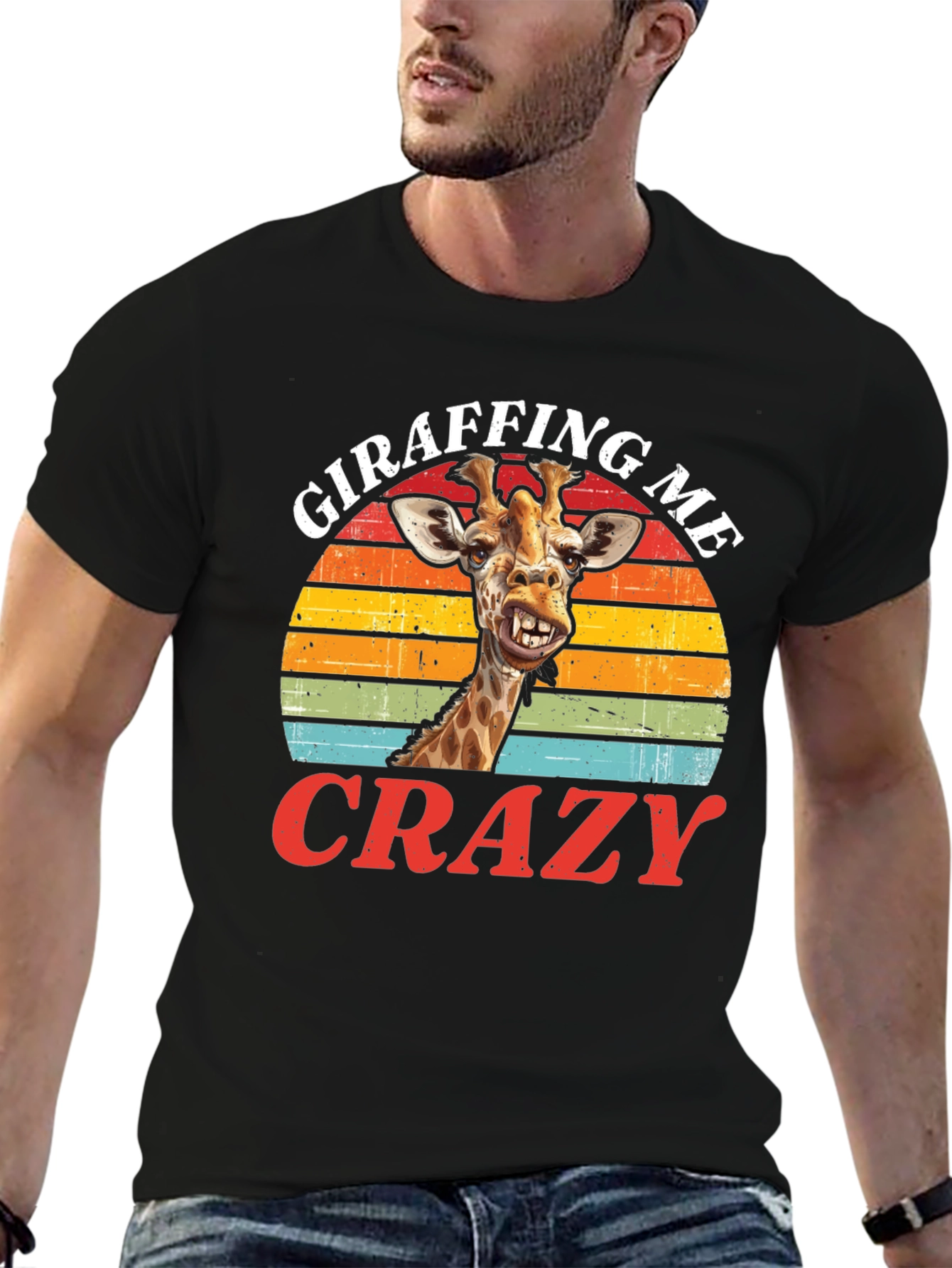 Black Giraffing Me Crazy Graphic Tee - Fun Giraffe T-Shirt view 6