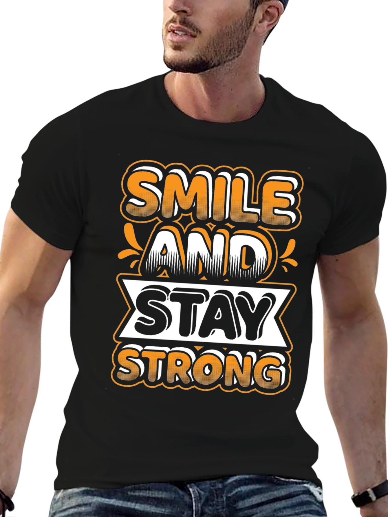 Black Smile and Stay Strong Graphic Tee view 6
