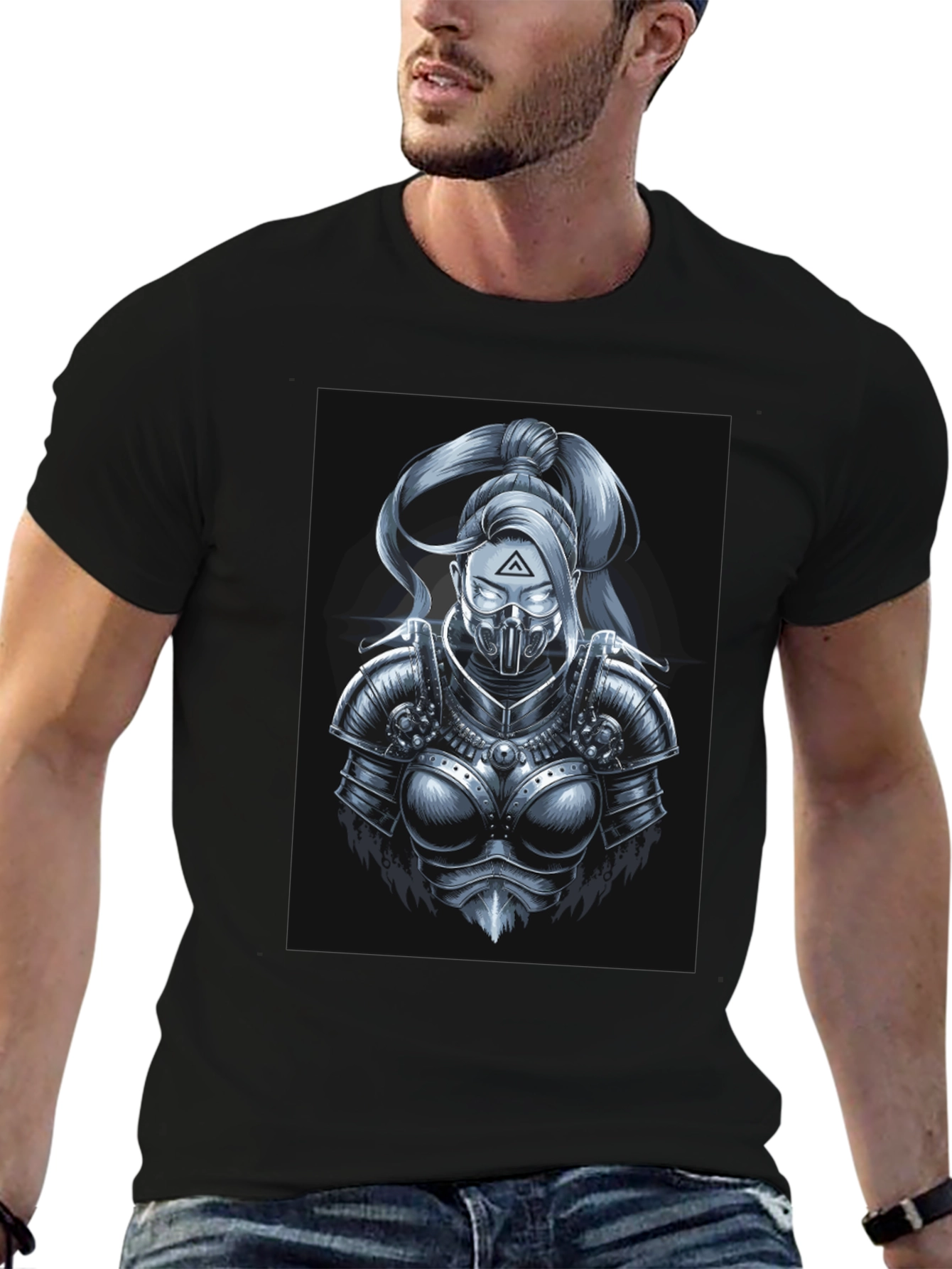 Black Futuristic Knight T-Shirt - Black view 6