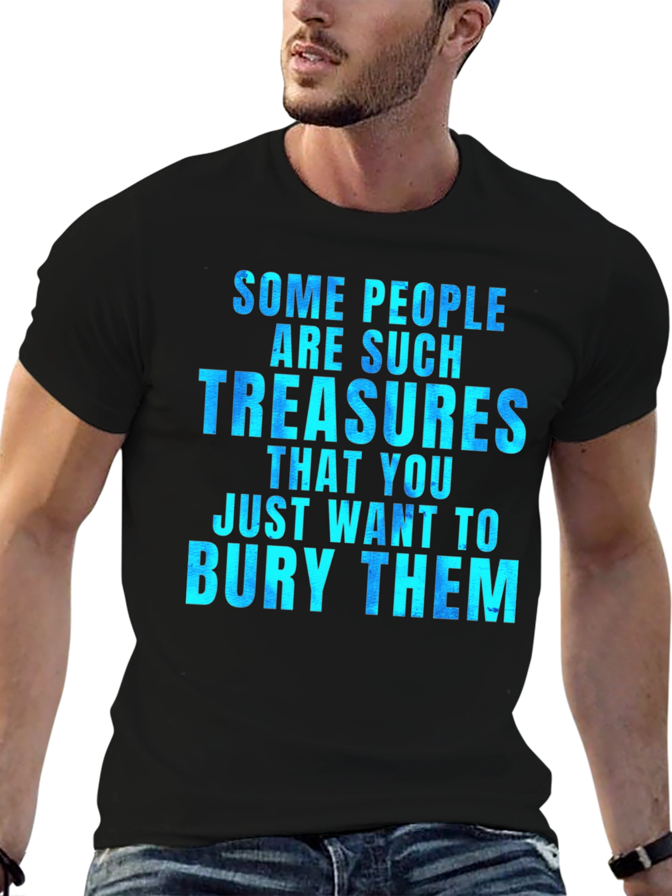 Black Funny "Some People Are Such Treasures" Graphic Tee view 6