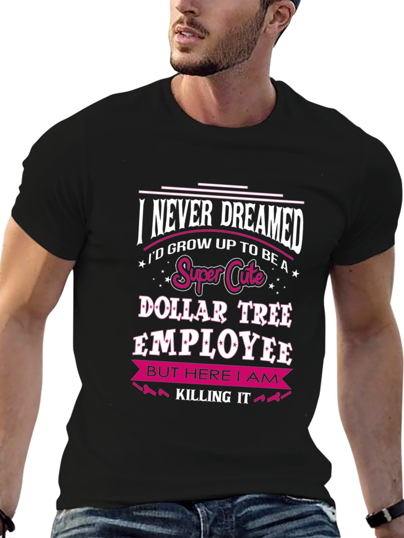 Black Super Cute Dollar Tree Employee T-Shirt view 6