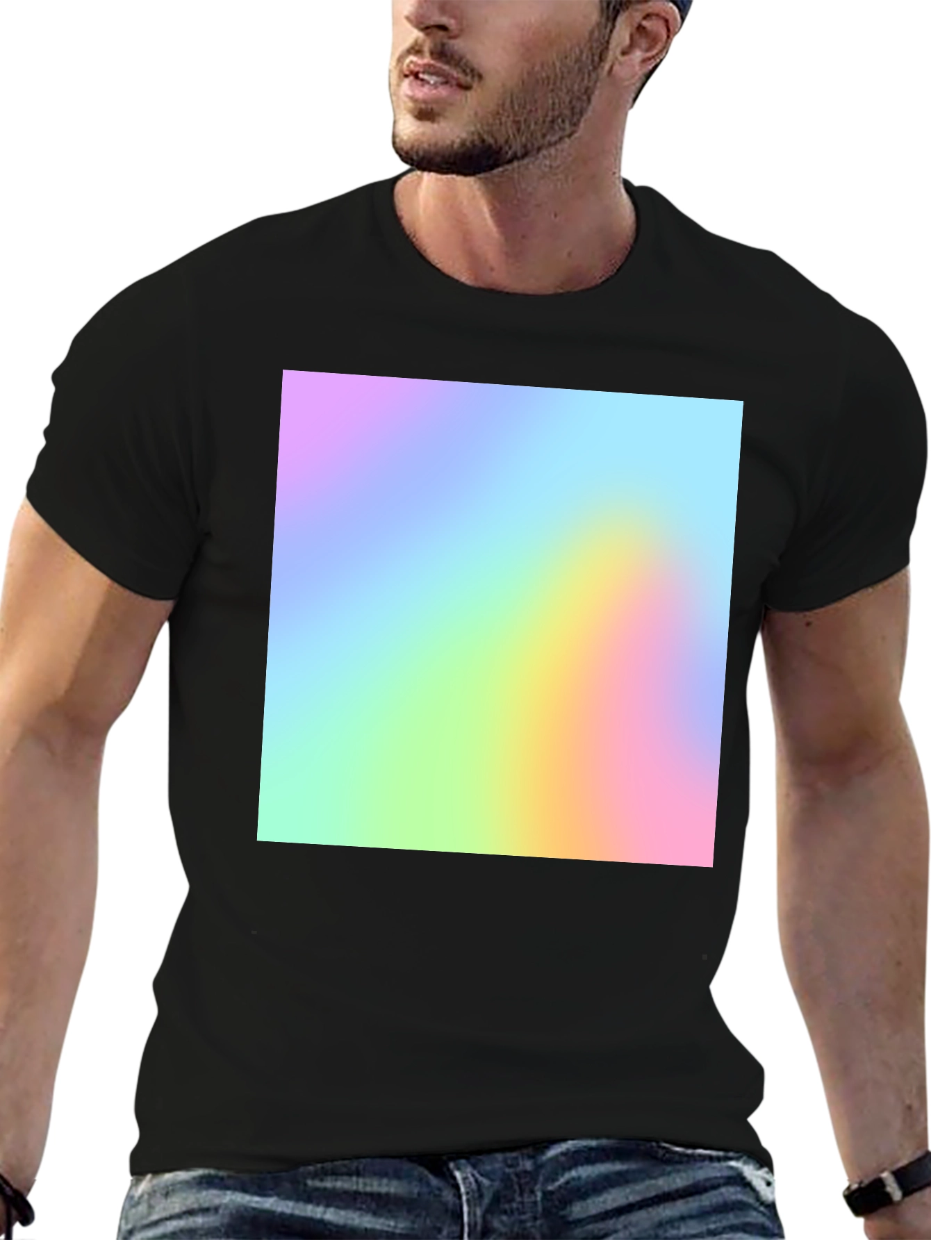 Black Vibrant Spectrum Graphic Black T-Shirt view 6
