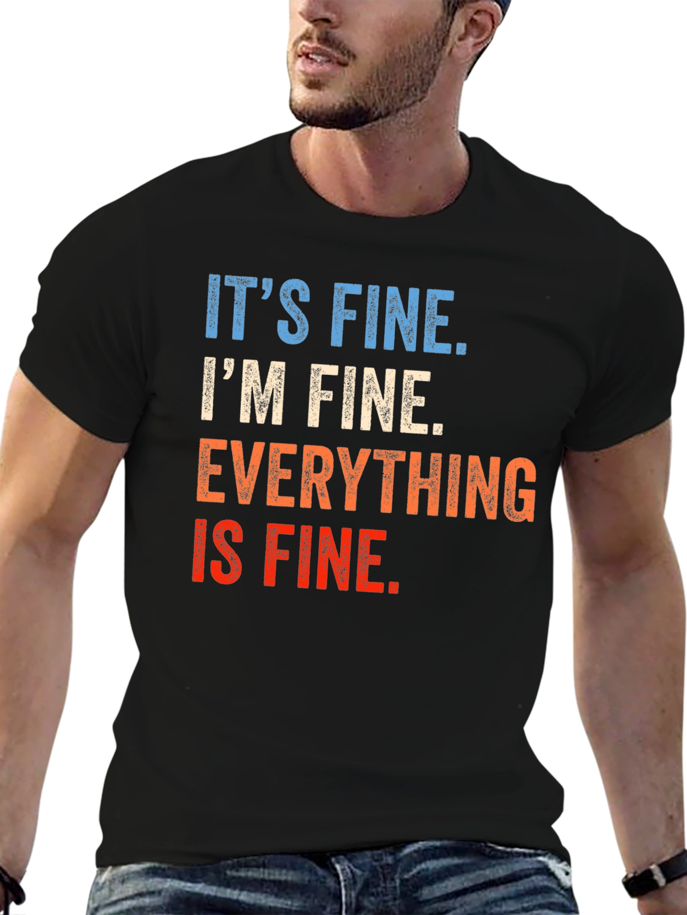 Black It's Fine Graphic T-Shirt - Unisex view 6