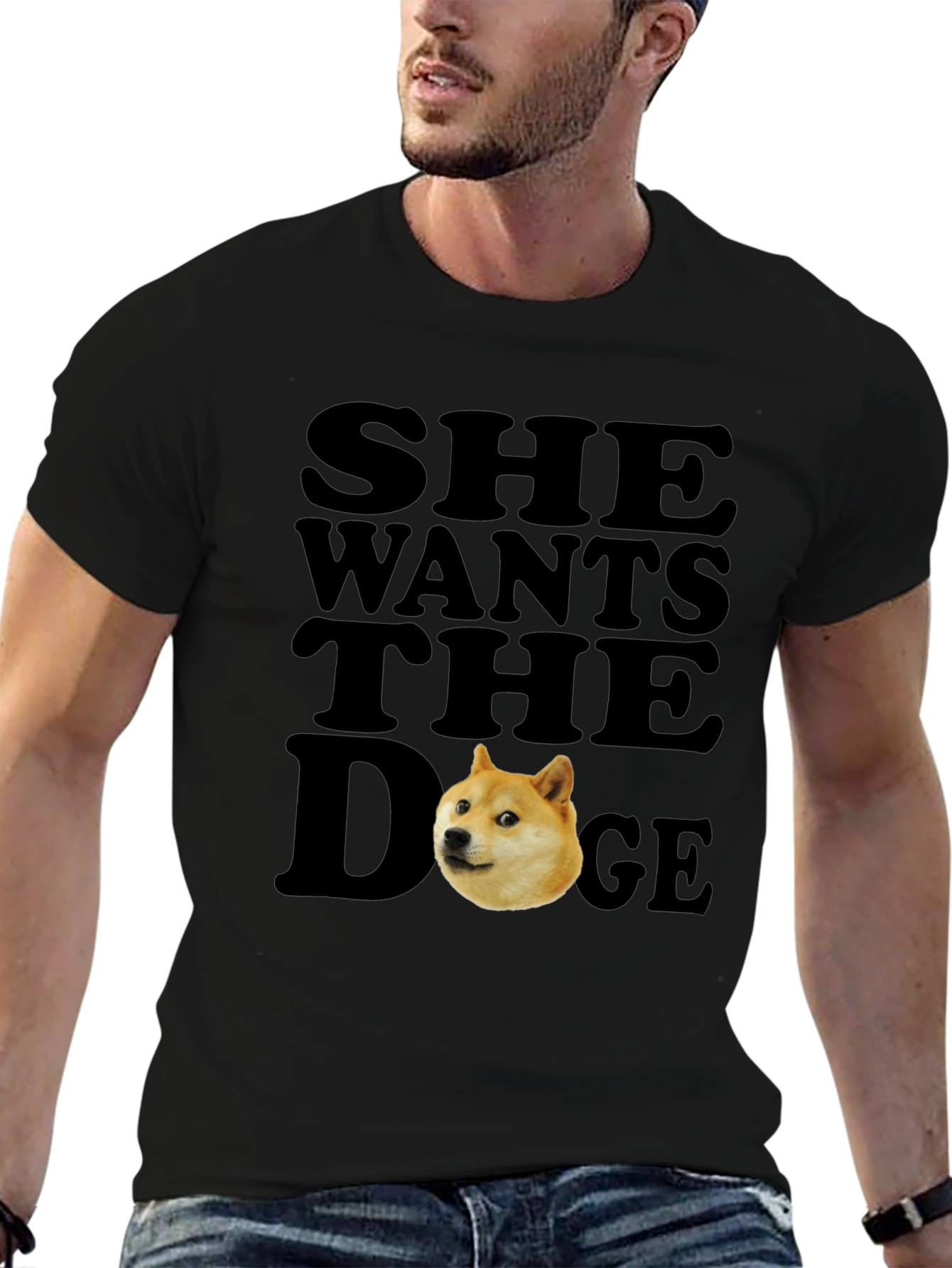 Black She Wants the Doge Meme T-Shirt view 6