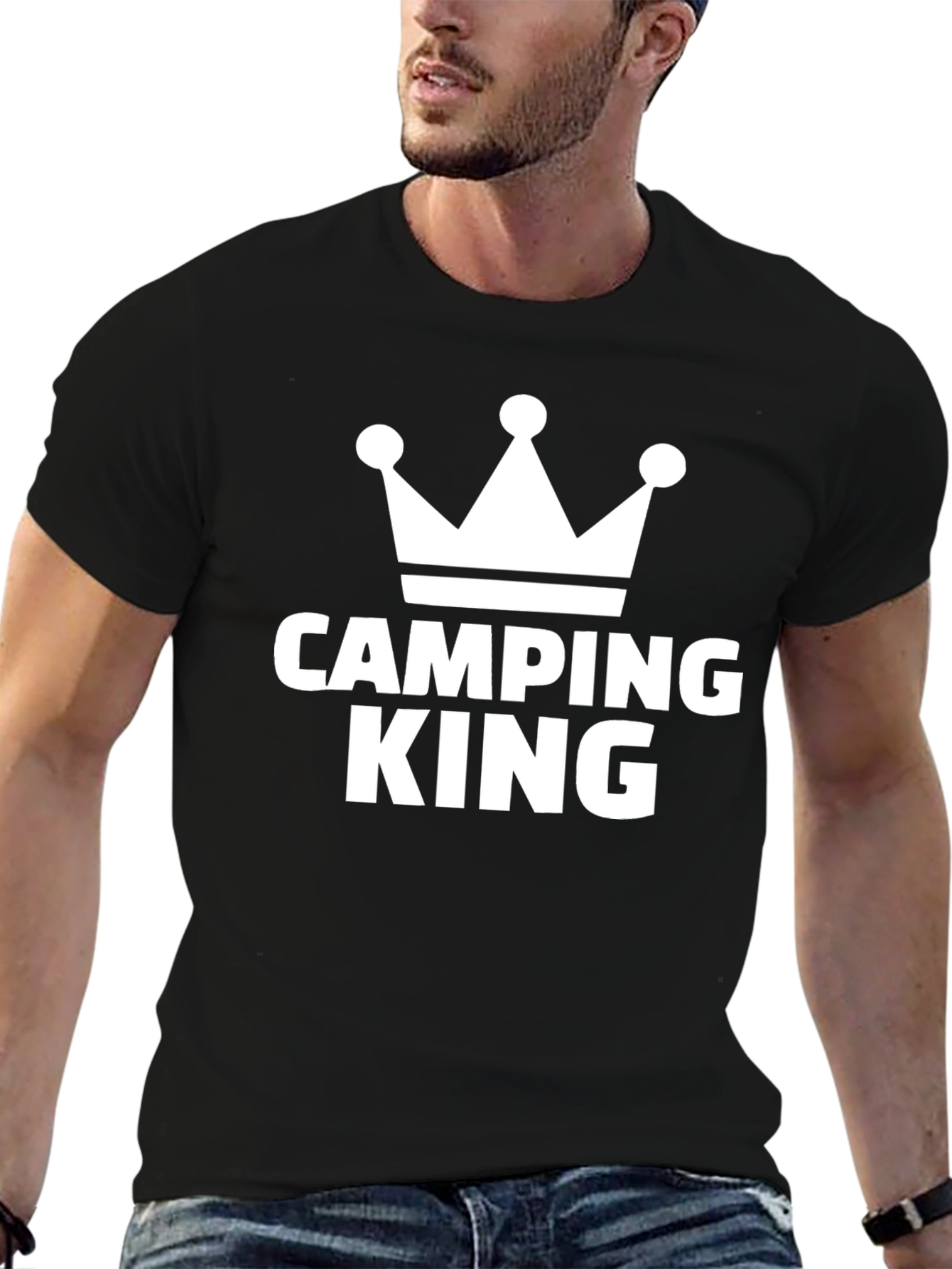 Black Camping King T-Shirt - Black Crown Tee view 6