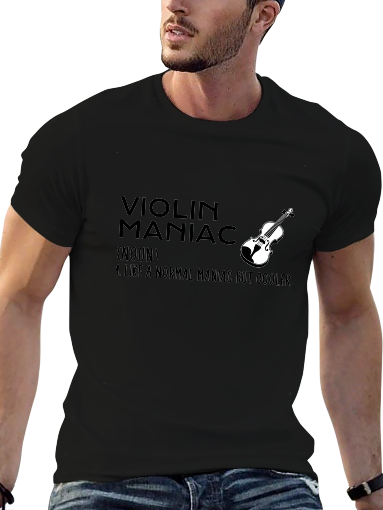Black Violin Maniac Graphic Tee - Cool Musician T-Shirt view 6