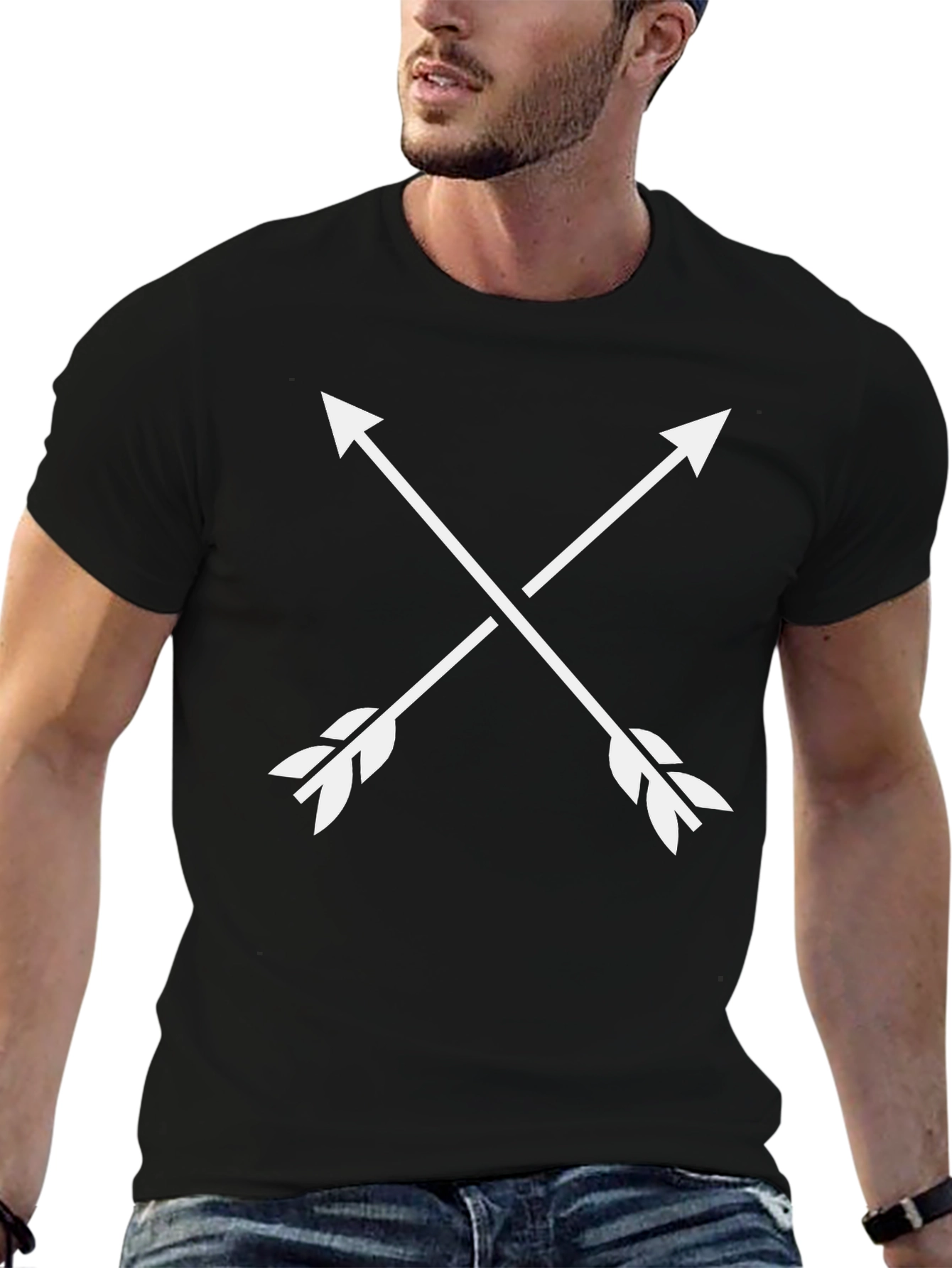 Black Crossed Arrows Graphic Tee - Modern Minimalist Design view 6