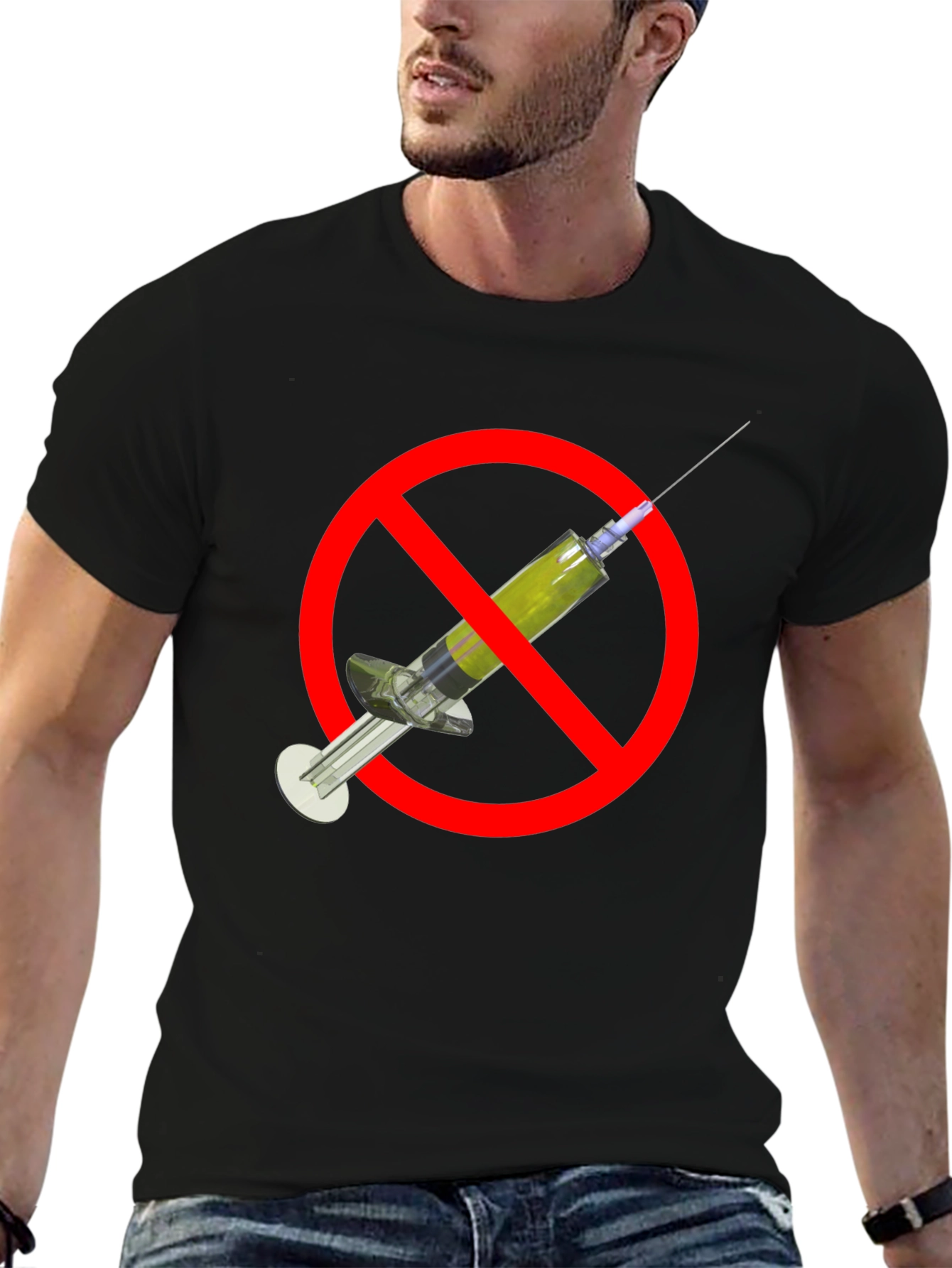 Black Anti-Vaccine T-Shirt - No Jab Zone - Black view 6