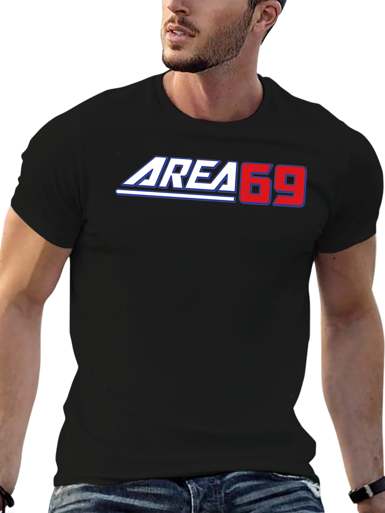 Black Area 69 T-Shirt - Humorous Graphic Tee view 6
