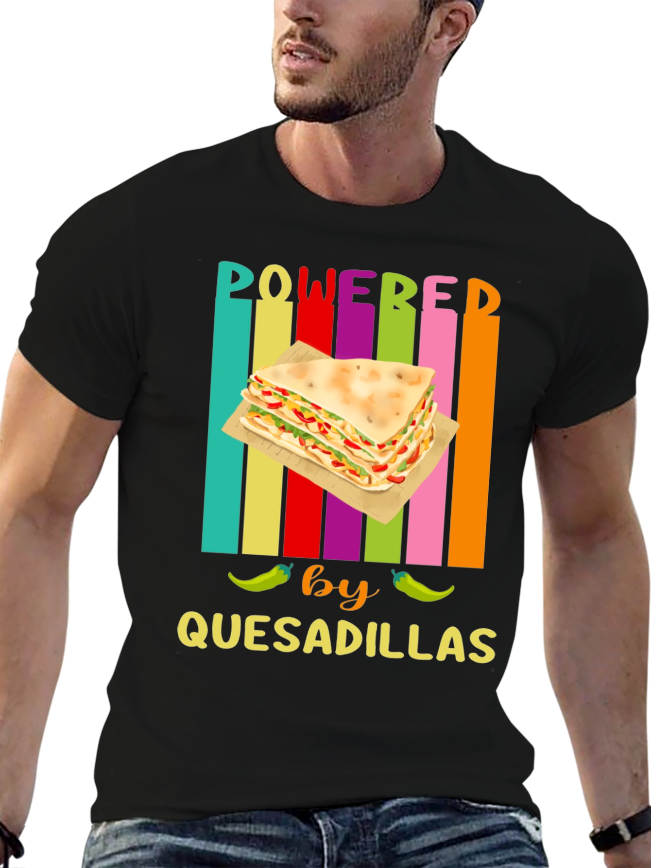 Black Powered by Quesadillas Graphic Tee view 6