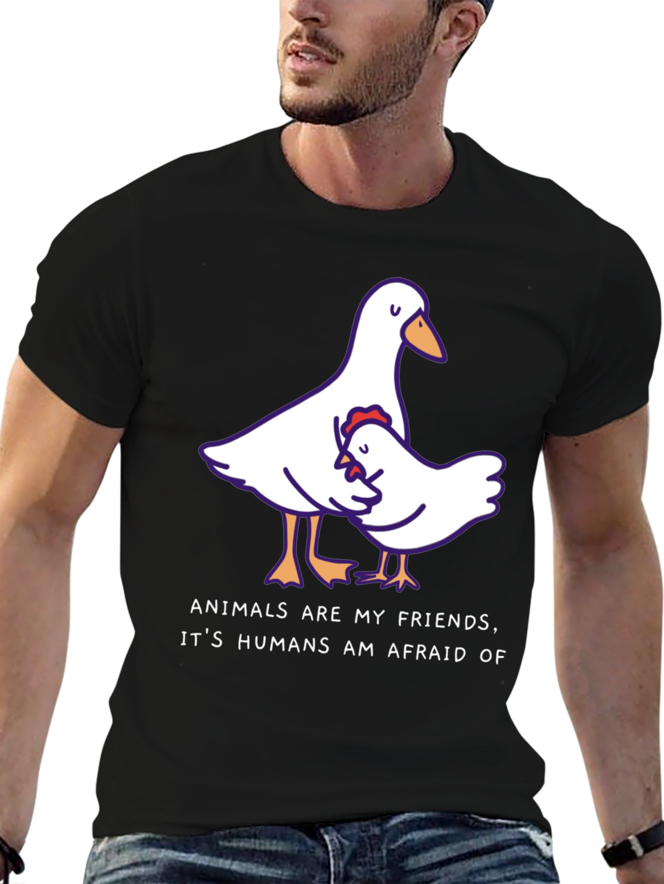 Black Animals Are My Friends T-Shirt, Black view 6
