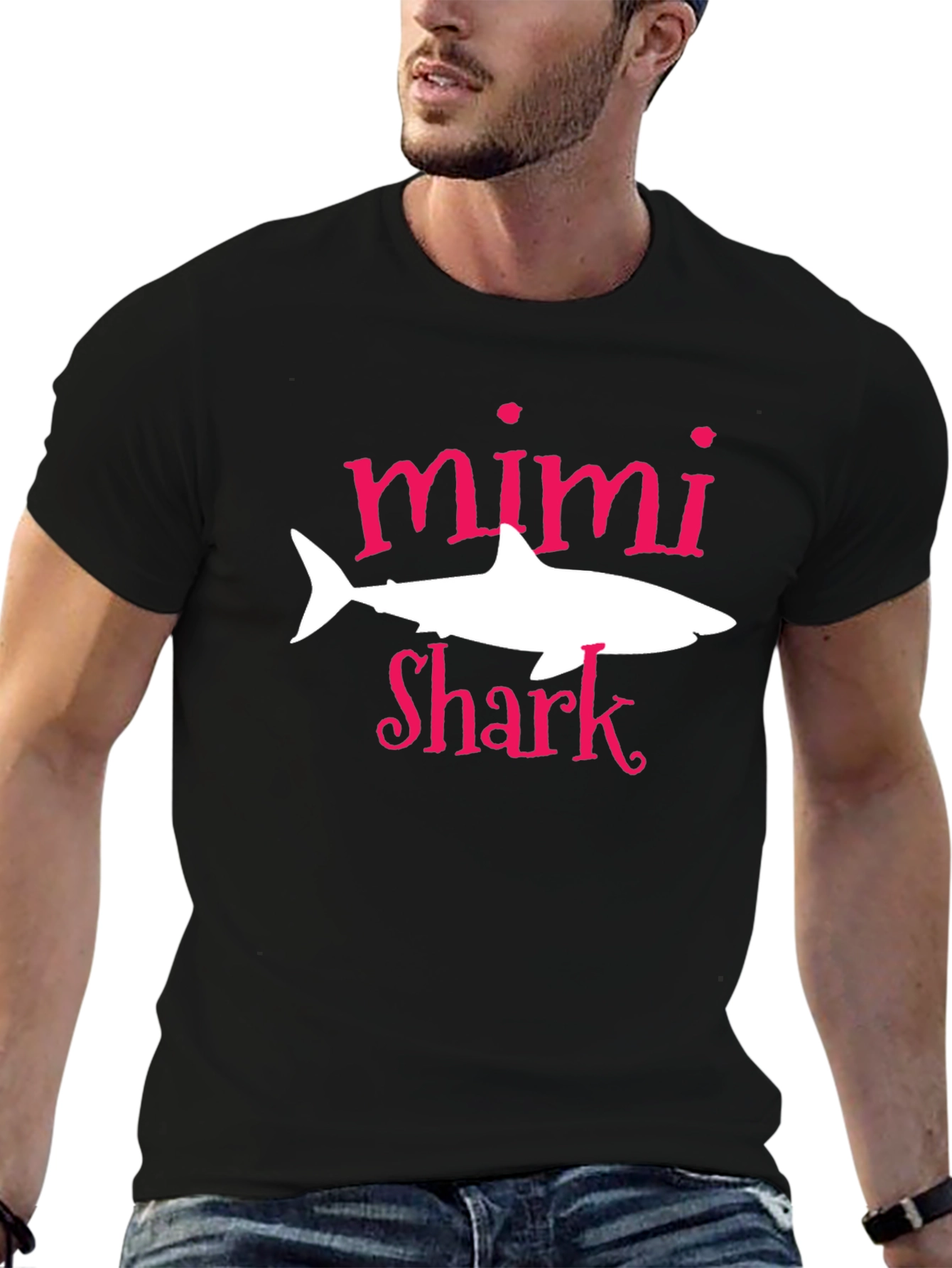 Black Mimi Shark Graphic Tee - Black Cotton T-Shirt view 6