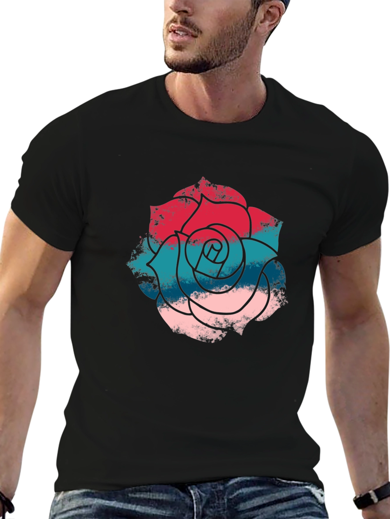 Black Rose Graphic T-Shirt - Stylish Men's Casual Tee view 6
