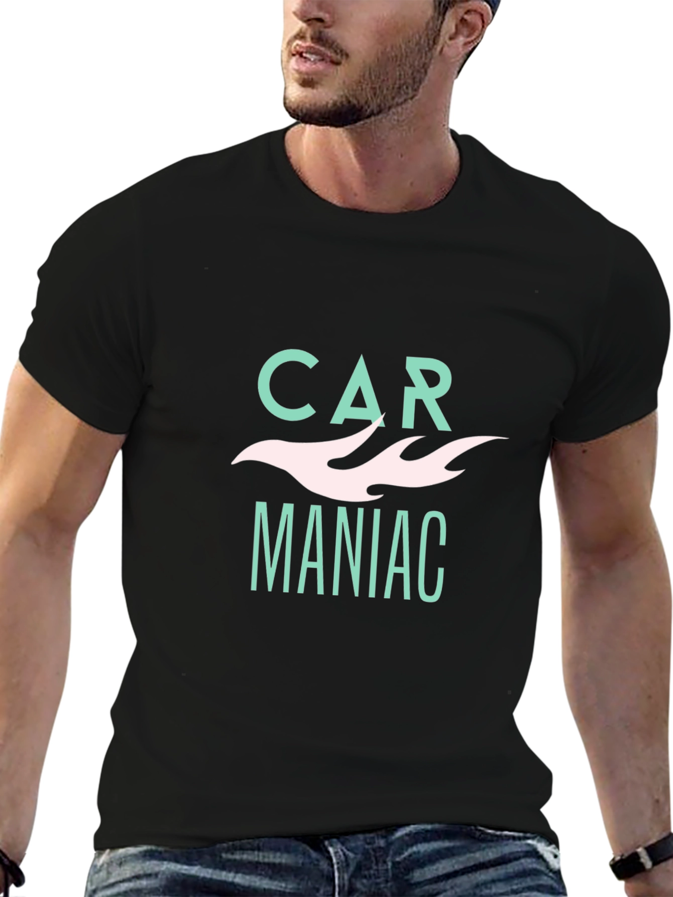 Black Car Maniac Graphic Tee - Black, Cotton Blend, Retro Design view 6