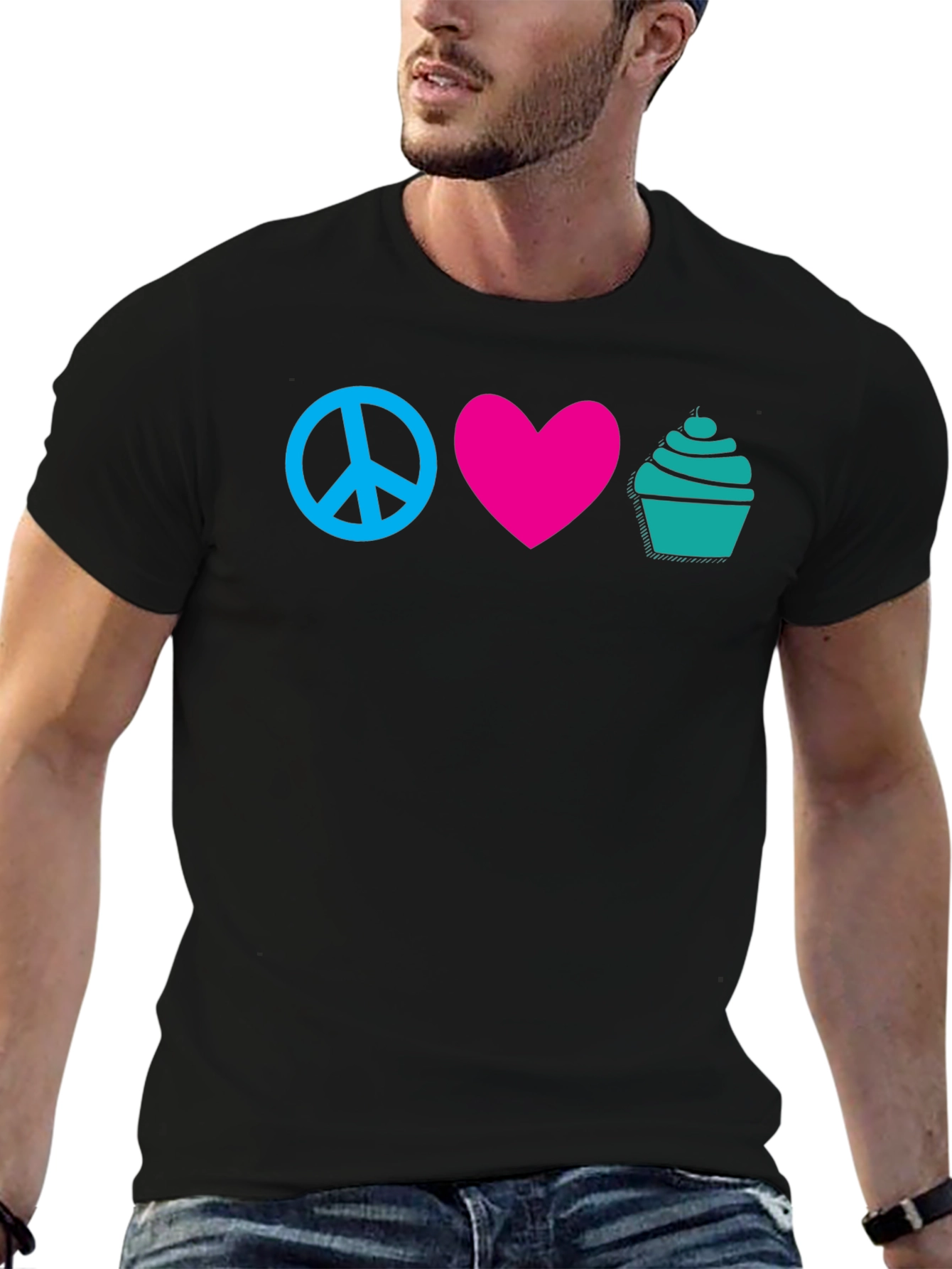 Black Peace Love Cupcakes Graphic Tee view 6