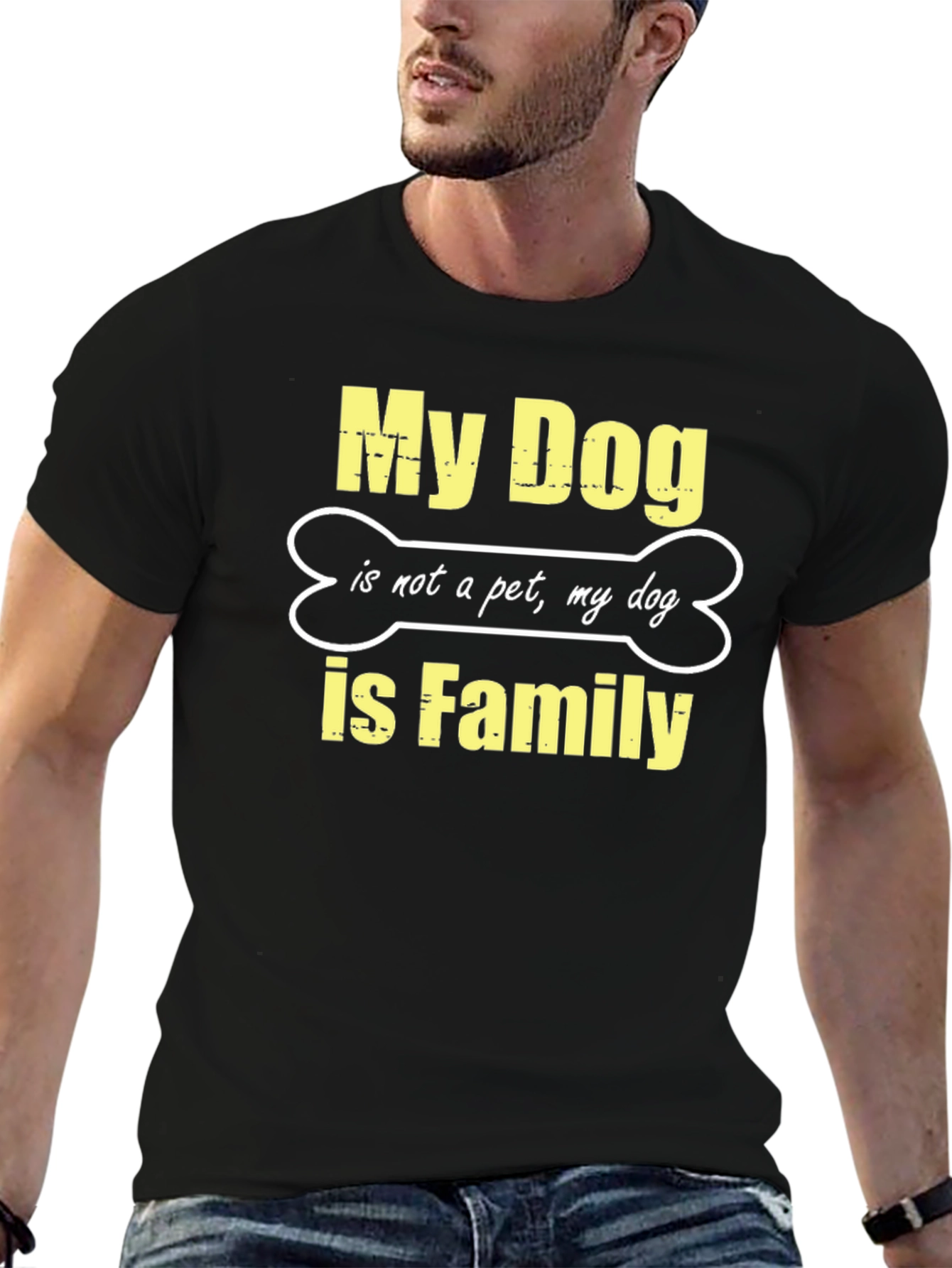 Black My Dog is Family Black T-Shirt view 6