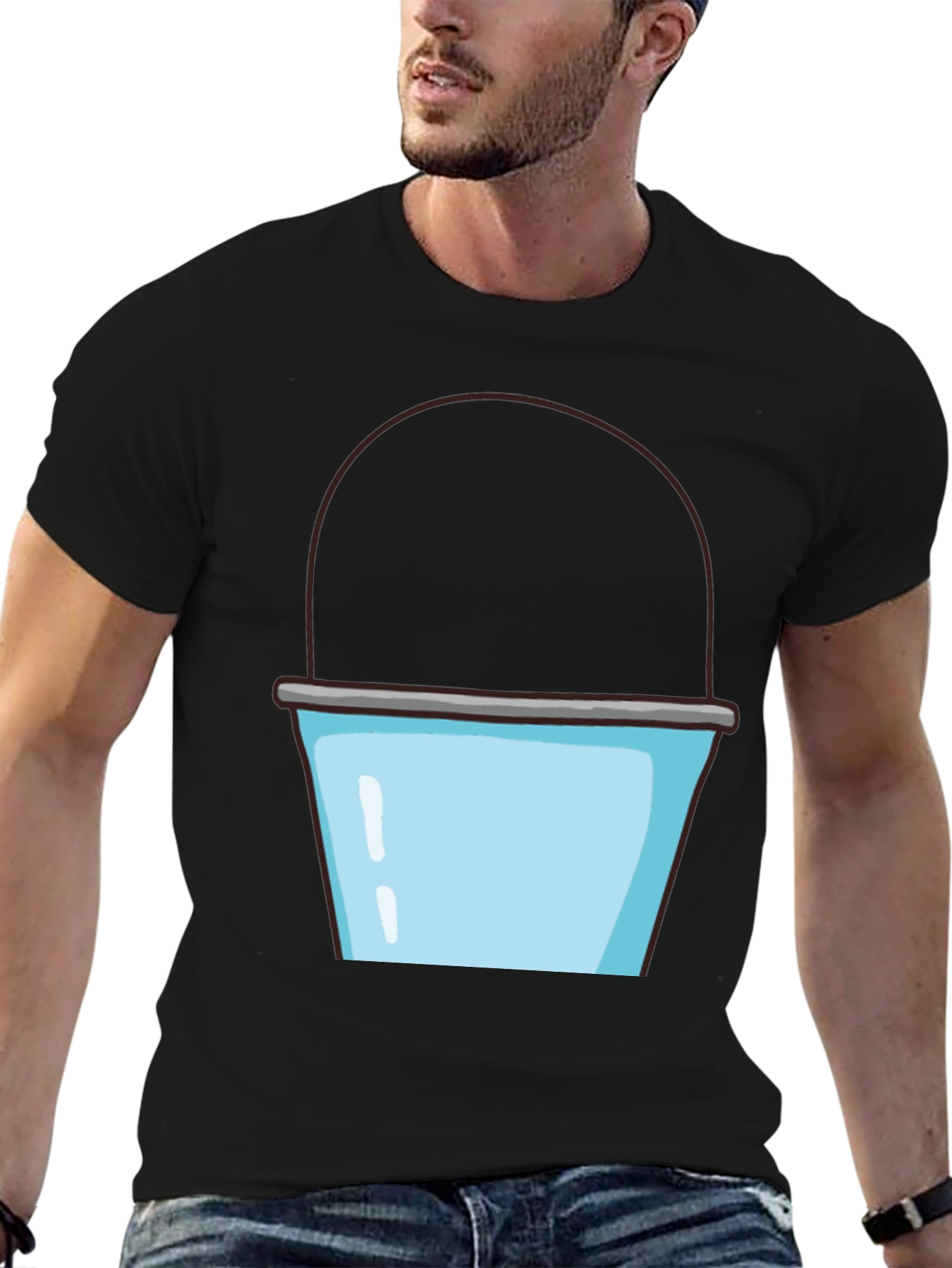 Black Bucket Graphic T-Shirt - Fun Novelty Tee view 6