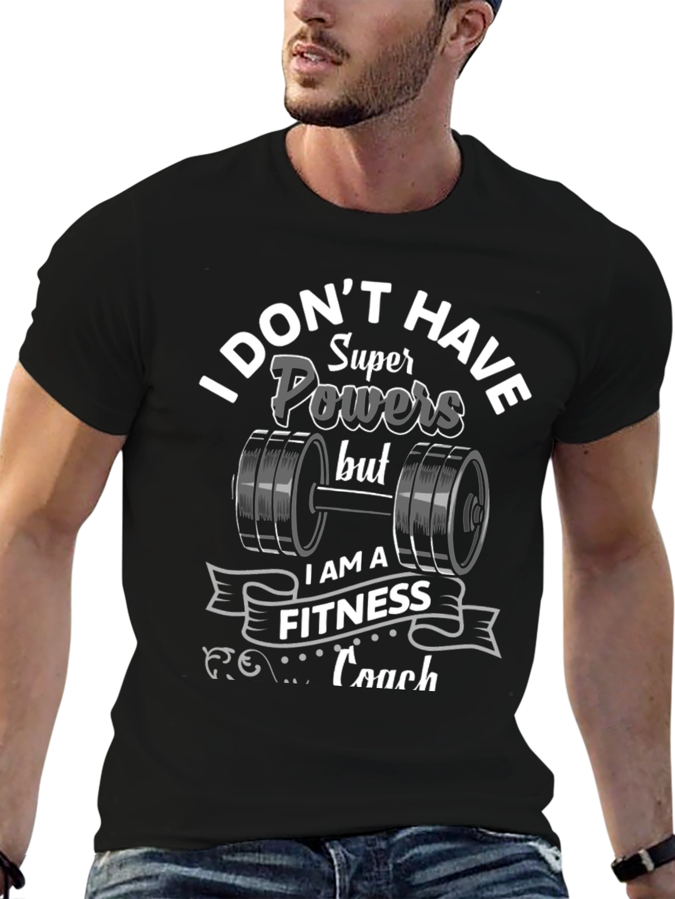 Black Fitness Coach T-Shirt - Super Powers Alternative view 6