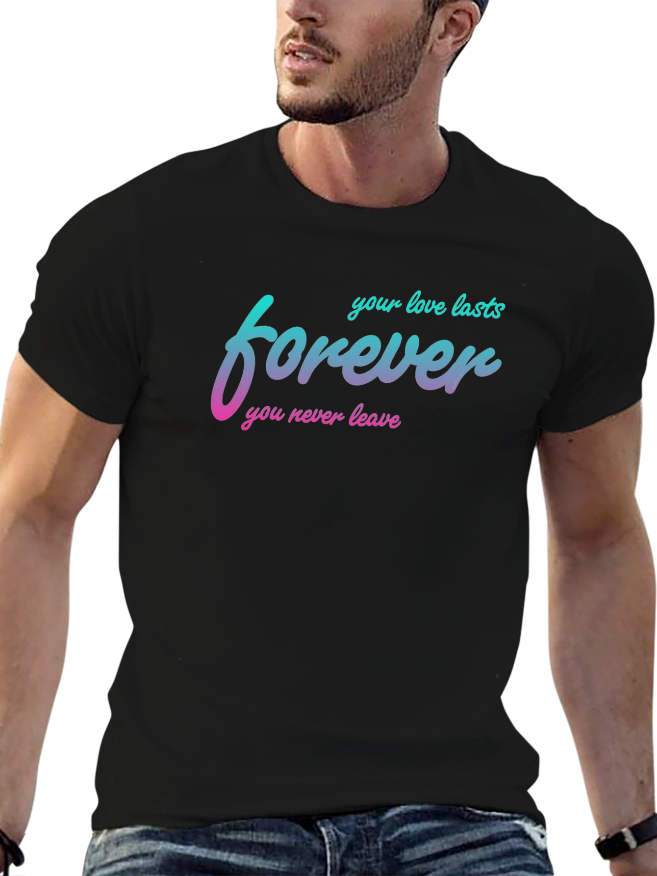 Black Forever Love Graphic T-Shirt view 6