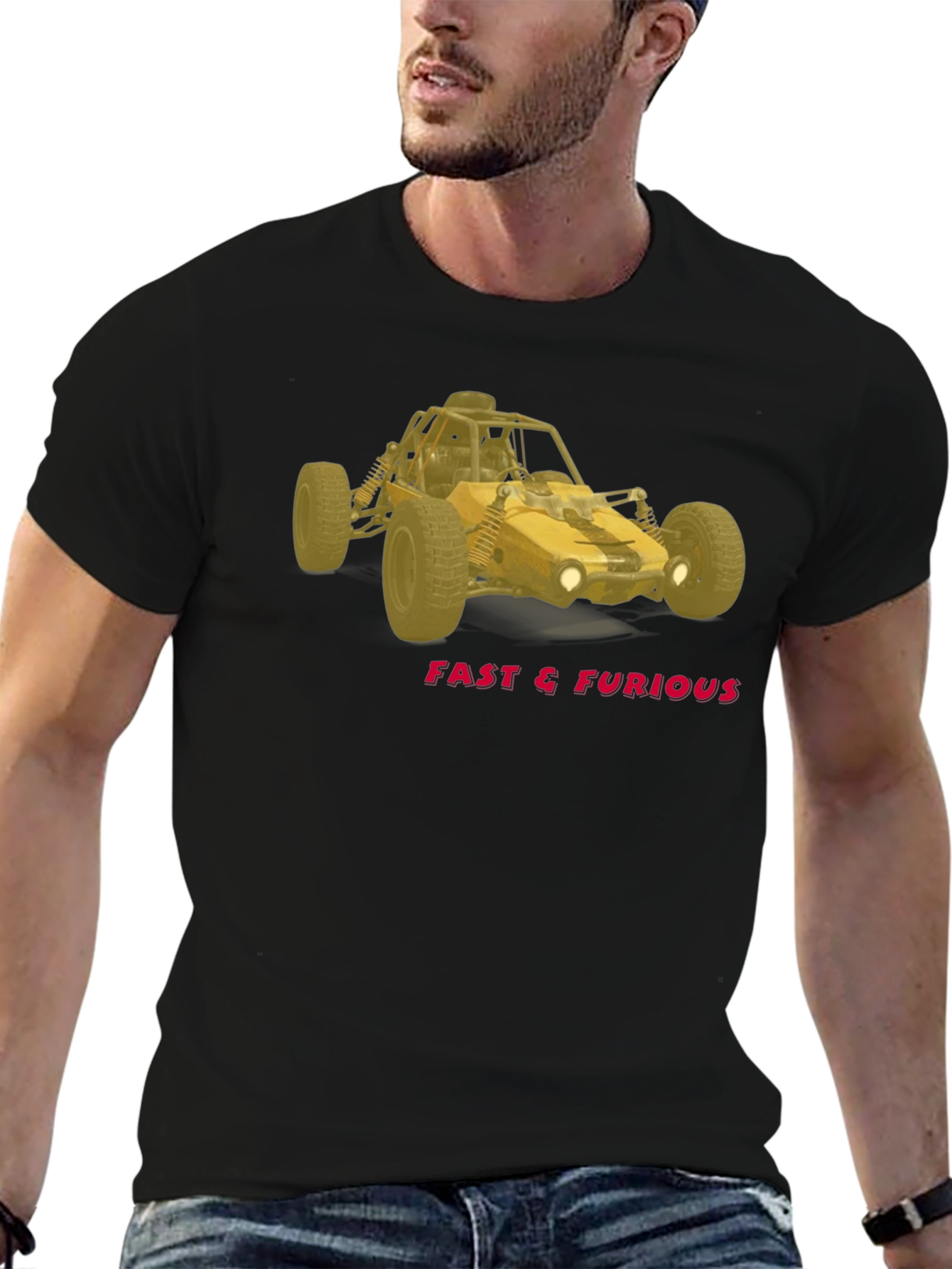 Black Fast & Furious Off-Road Buggy Black T-Shirt view 6