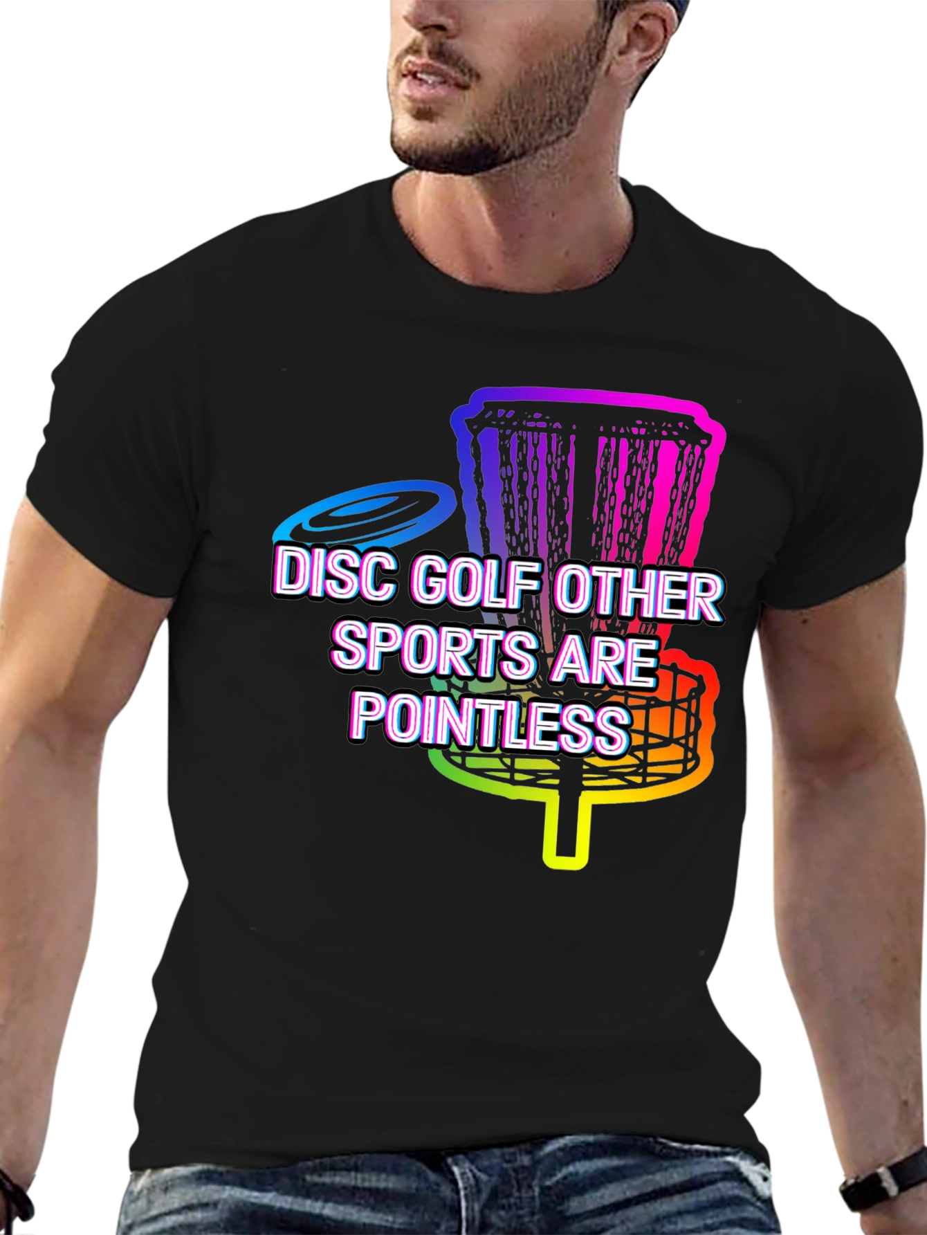Black Funny Disc Golf Tee - Other Sports Are Pointless! view 6