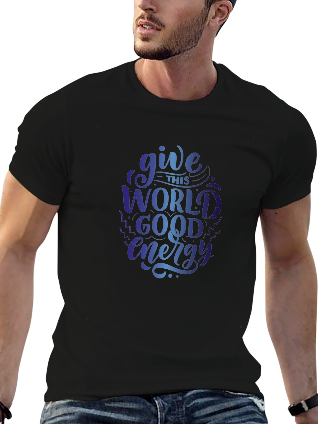 Black Give This World Good Energy Graphic T-Shirt view 6