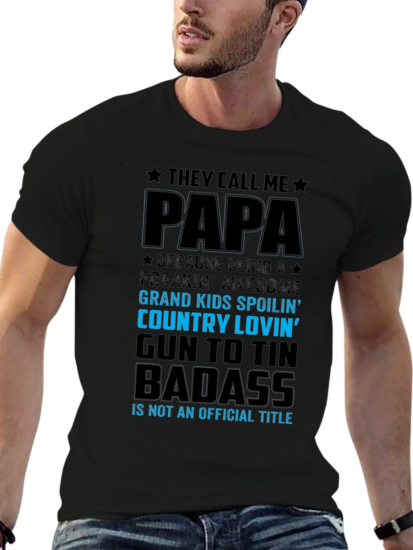 Black Papa Badass Graphic T-Shirt view 6
