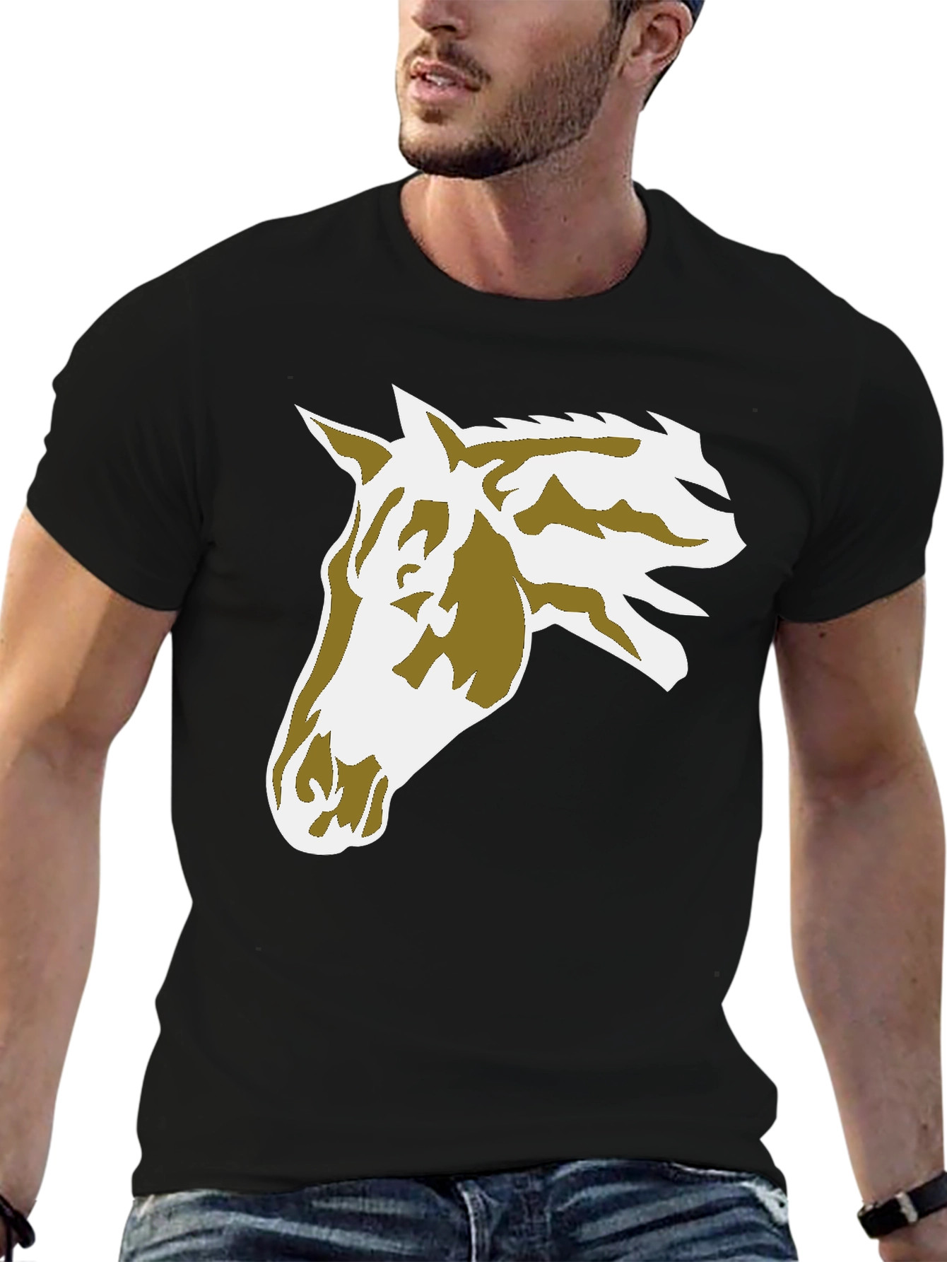 Black Horse Graphic Tee - Black Cotton Blend view 6
