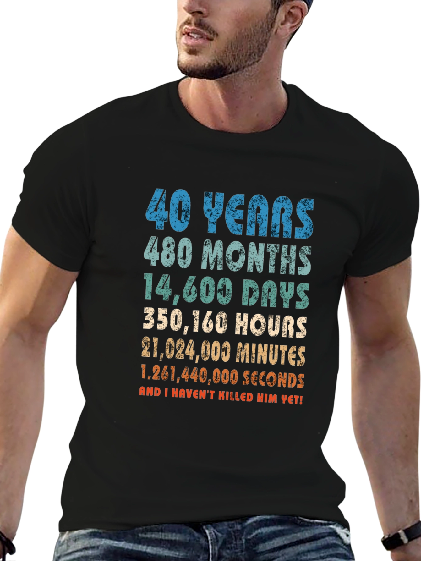 Black Funny 40th Anniversary Husband T-Shirt view 6