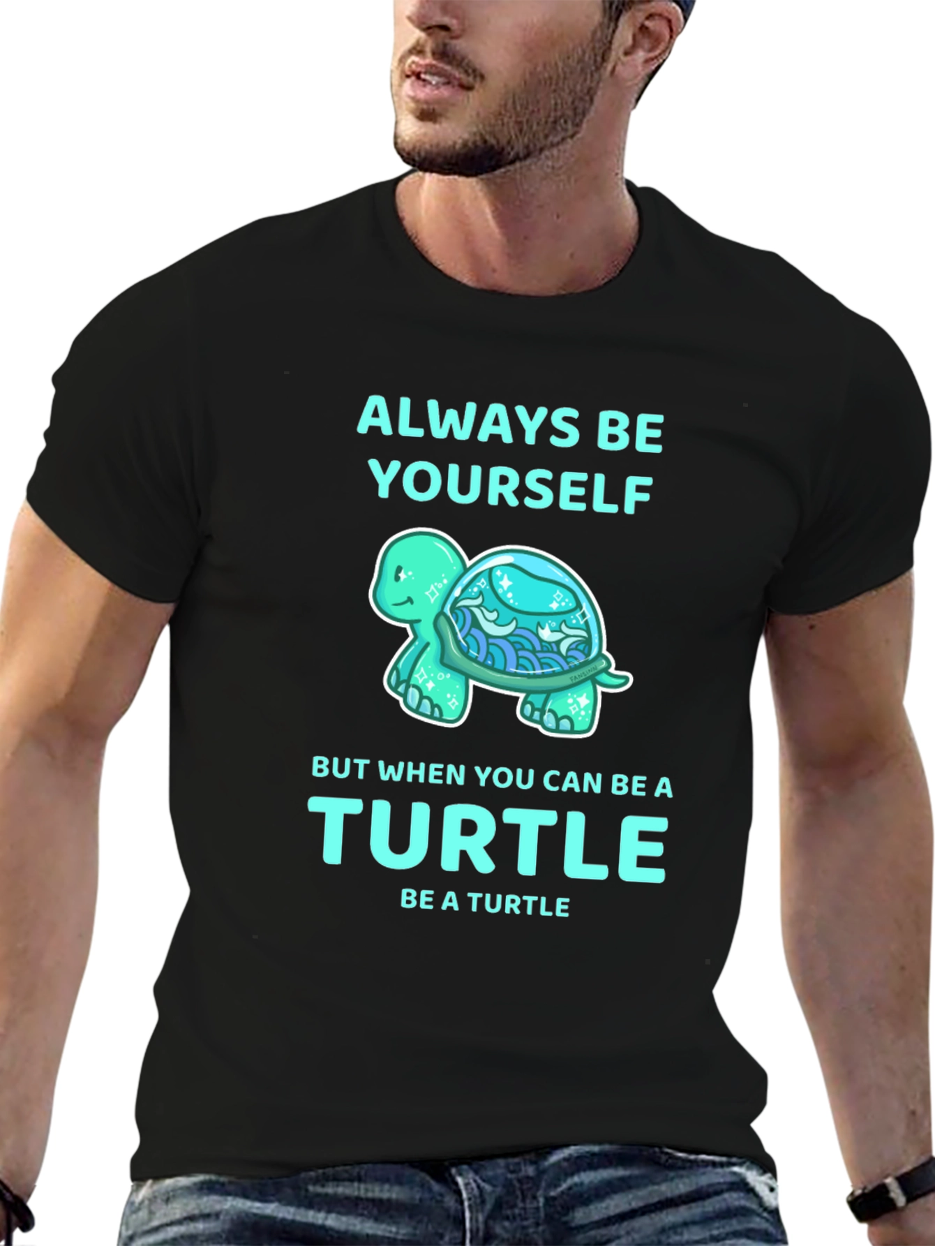 Black Always Be Yourself Turtle Graphic Tee view 6