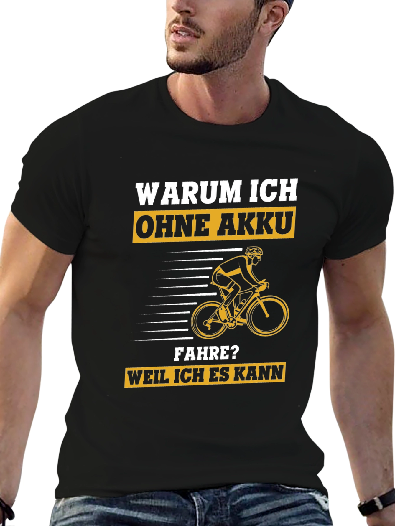 Black Funny Cyclist T-Shirt - Warum Ich Ohne Akku Fahre? view 6