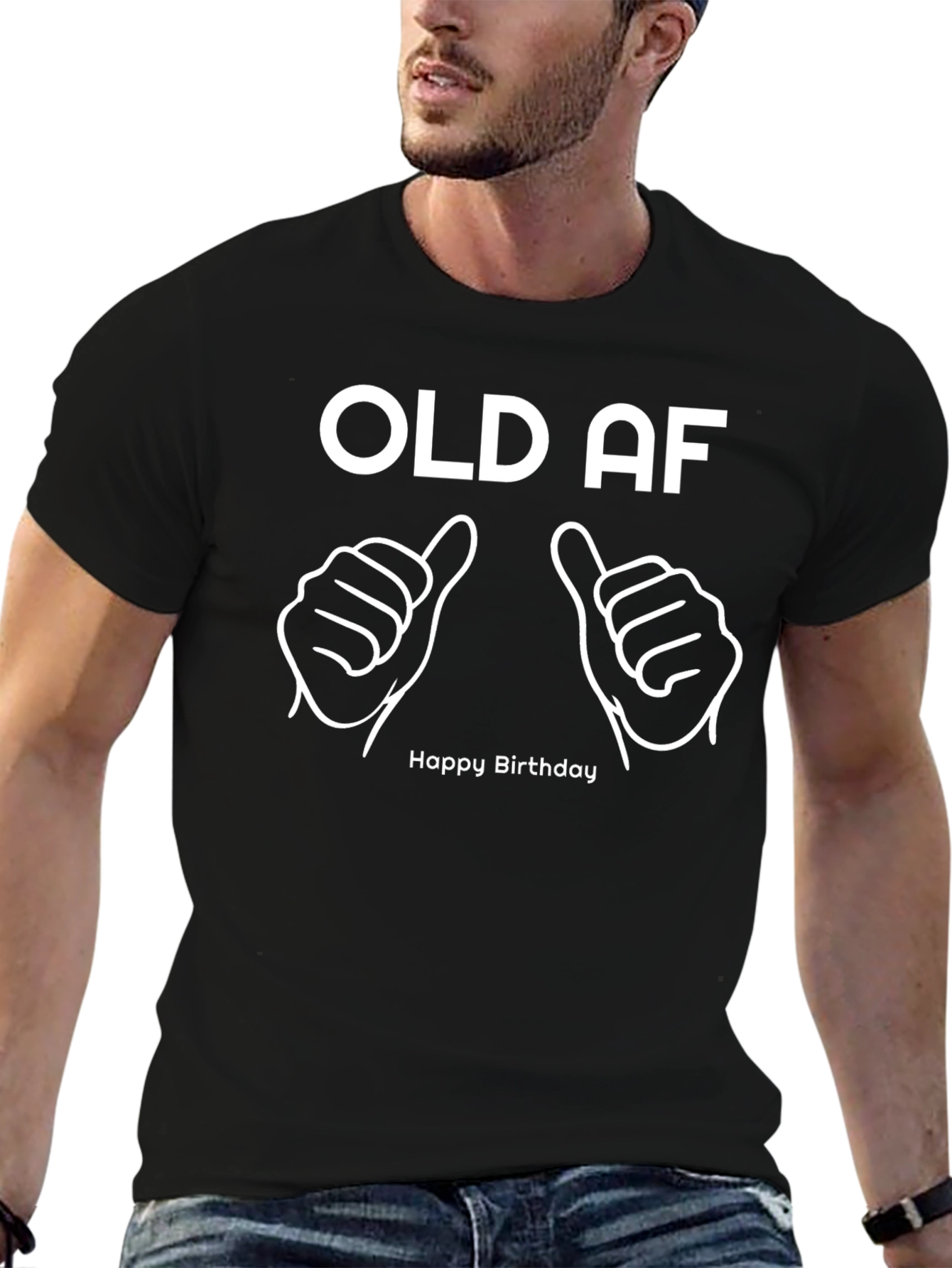 Black Old AF Happy Birthday Graphic T-Shirt view 6