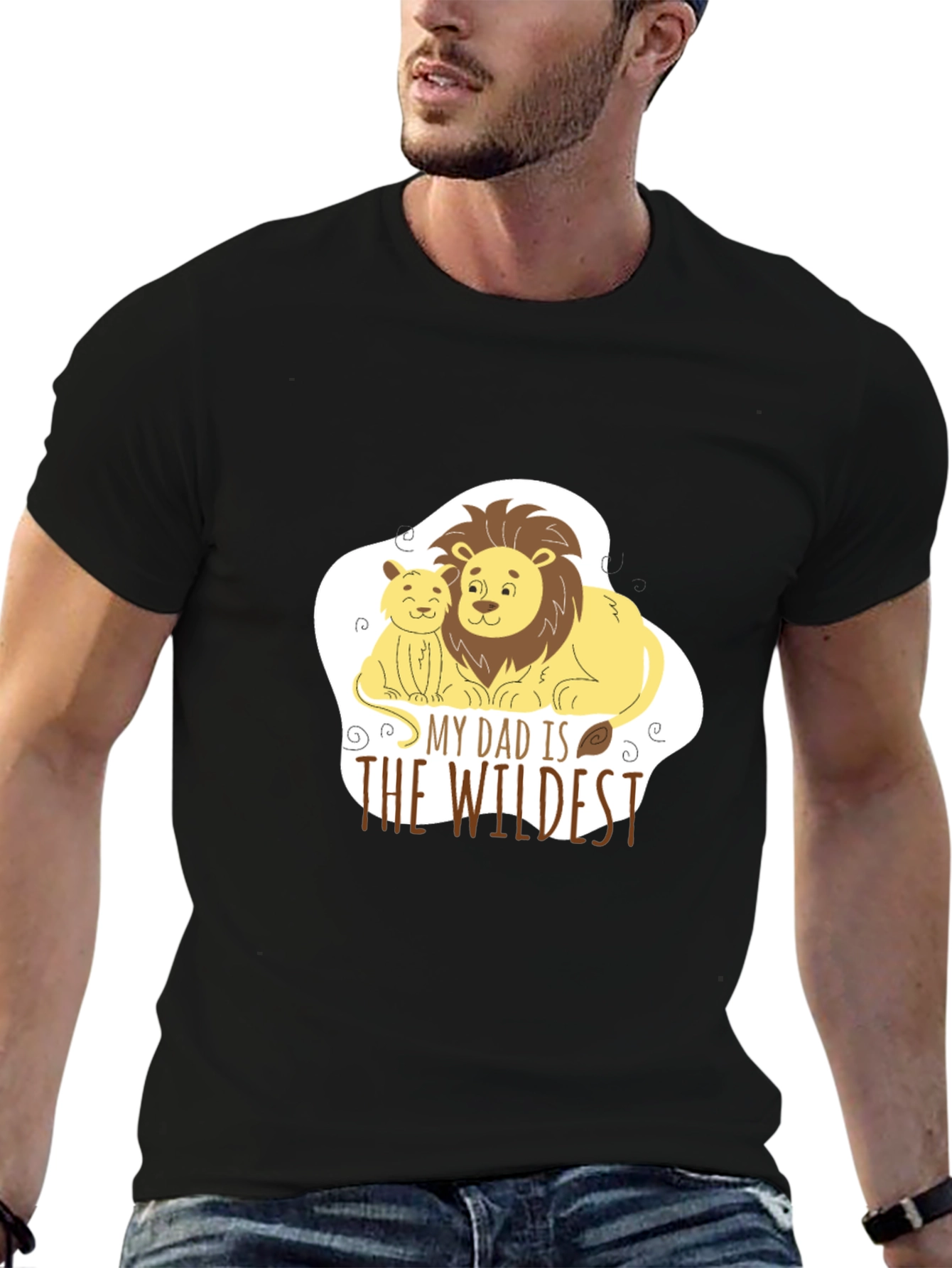 Black Dad & Cub Lion Graphic Tee - The Wildest Dad! view 6