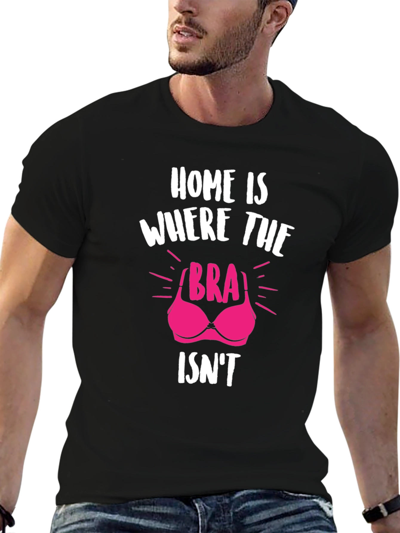 Black Home is Where the Bra Isn't T-Shirt view 6