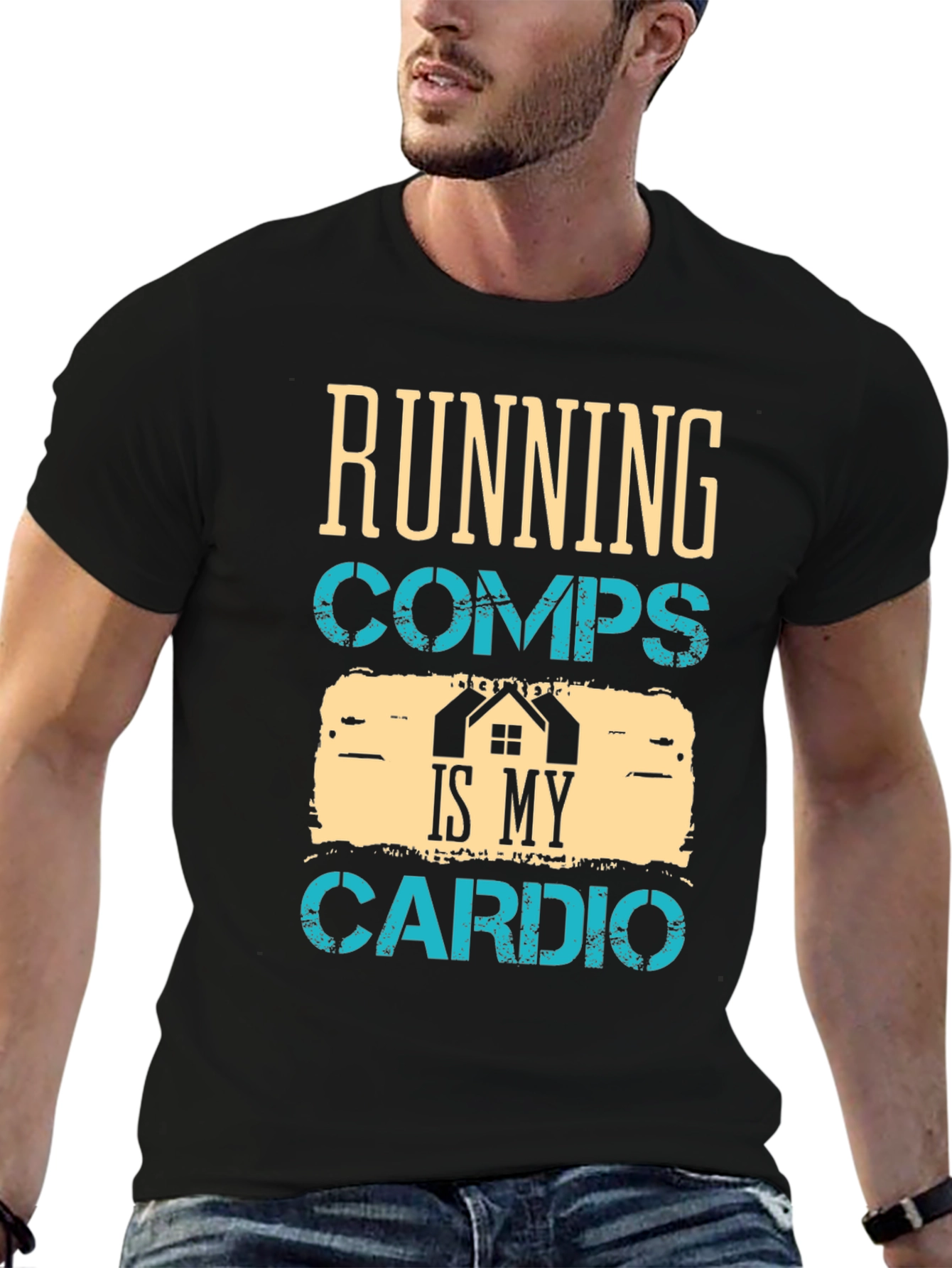 Black Running Comps Is My Cardio Graphic T-Shirt view 6
