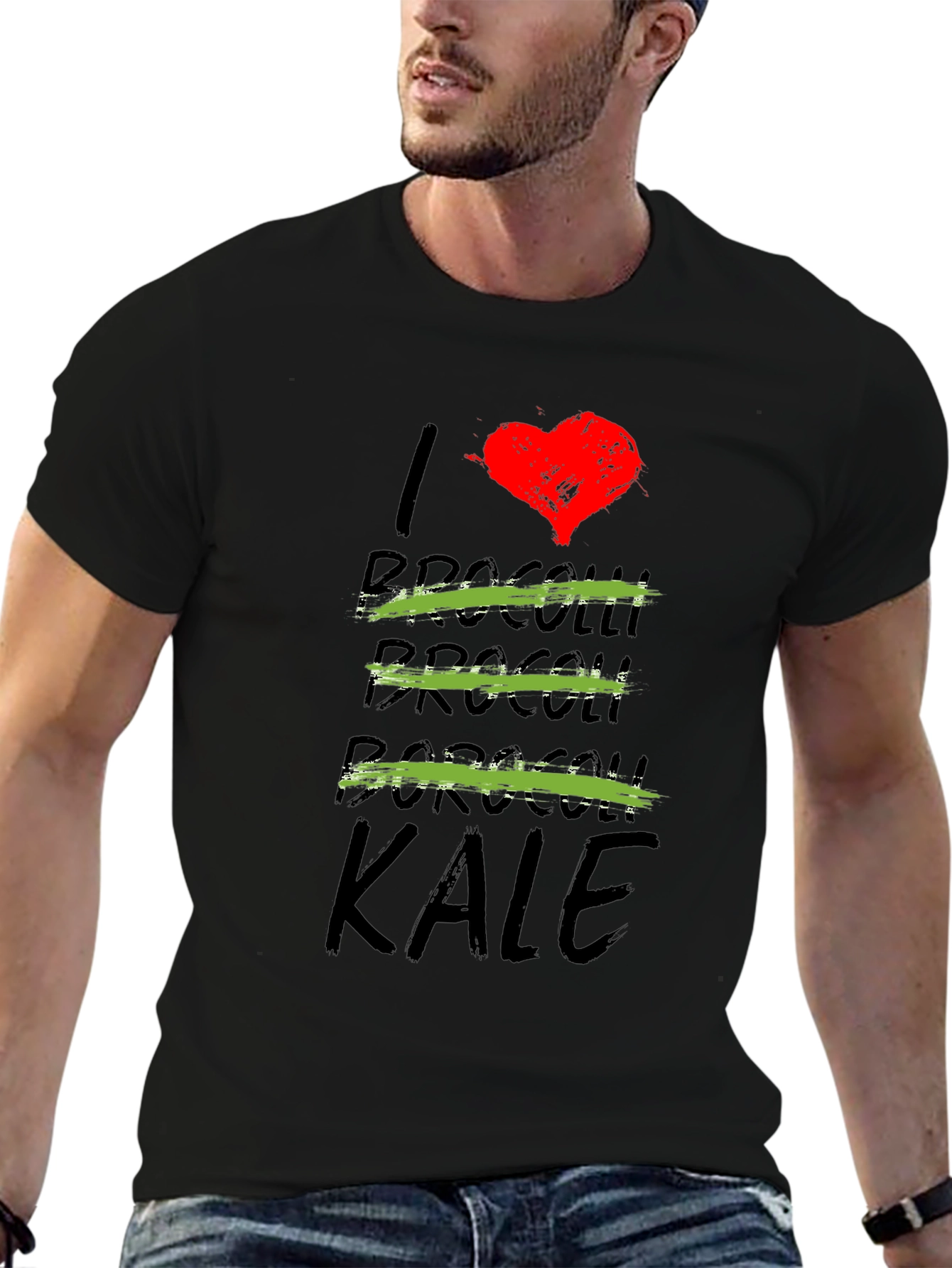 Black I Love Kale T-Shirt - Funny Vegan Tee view 6