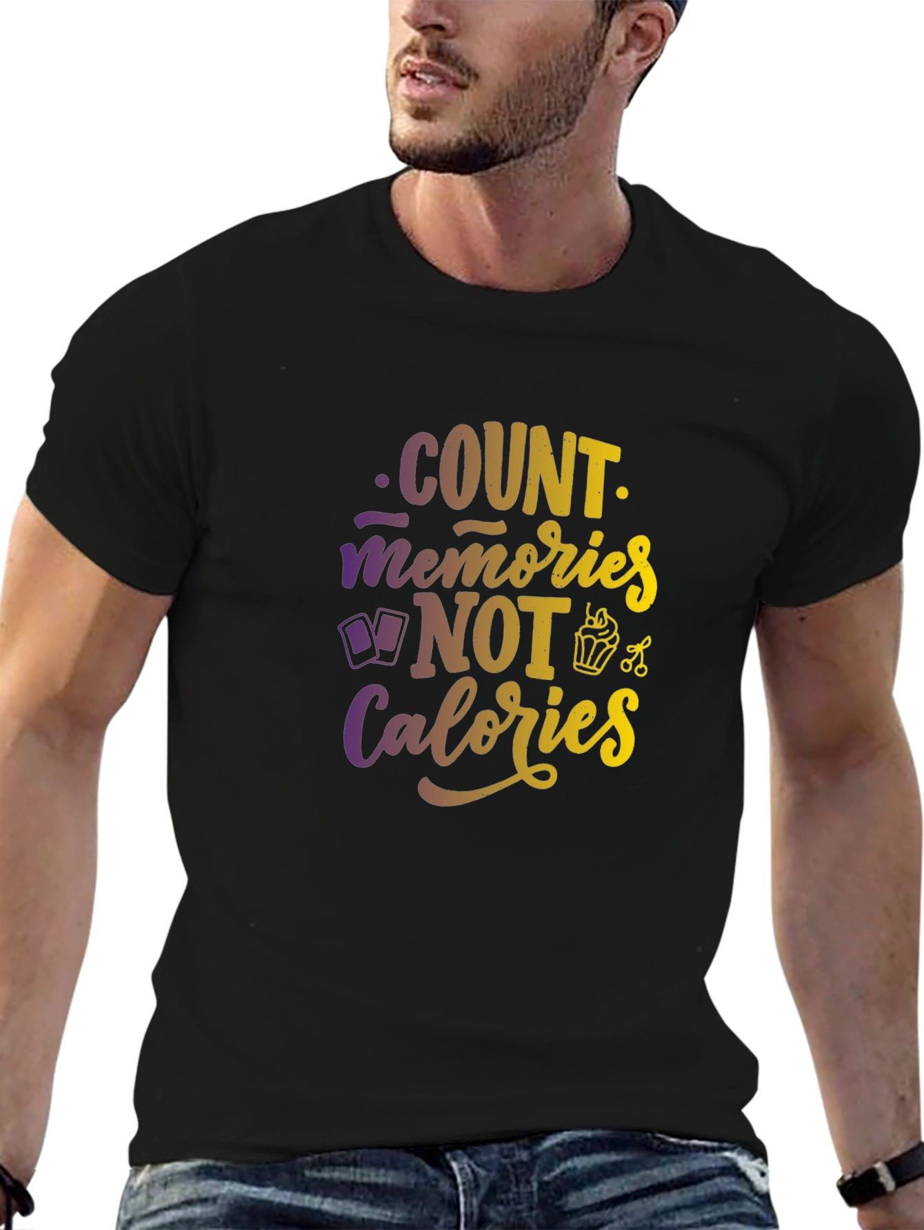 Black Count Memories Not Calories Graphic Tee view 6
